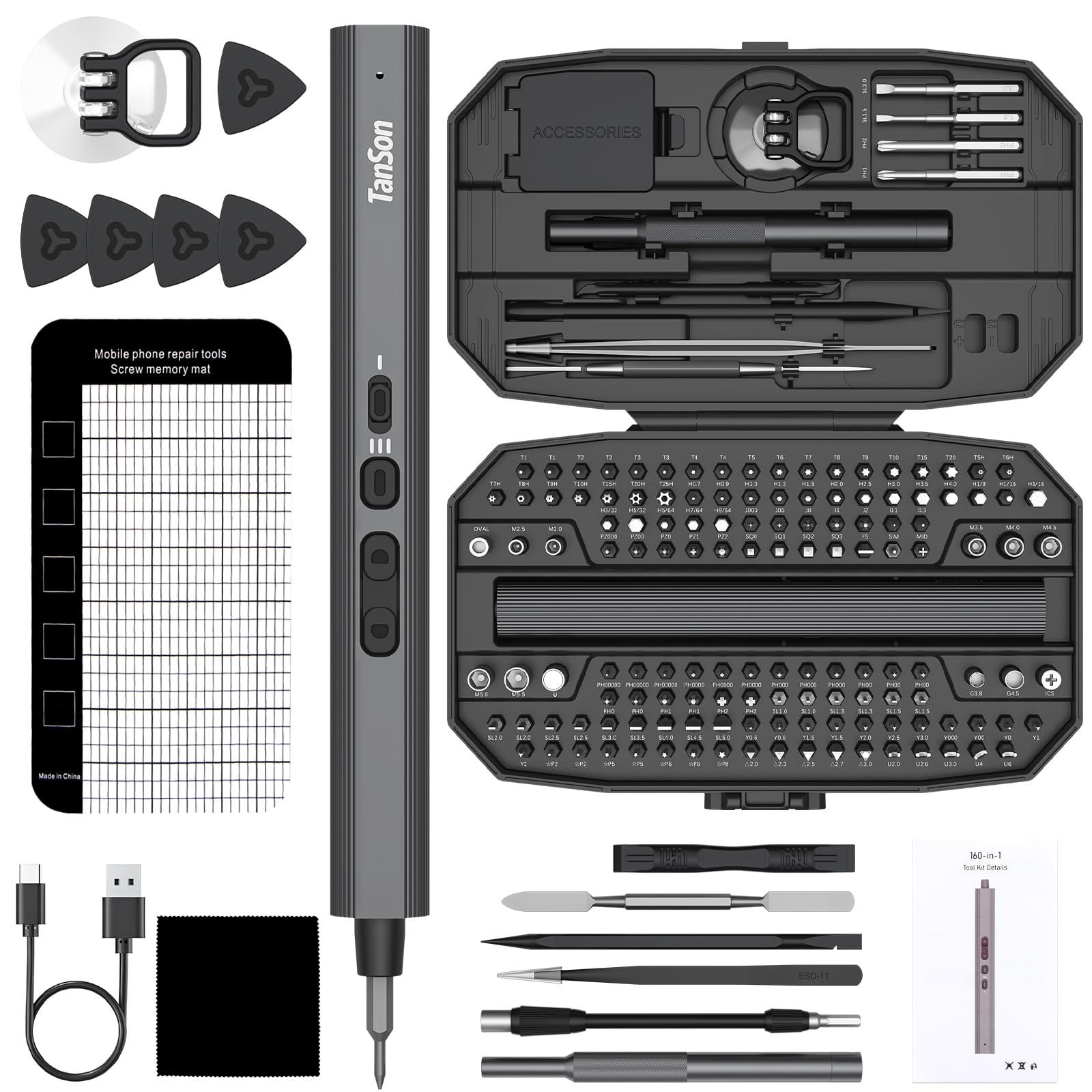 Precision Electric Screwdriver Set,160-in-1 Mini Electric Screwdriver,650mAh Rechargeable Screwdrivers,S2 Magnetic Bit,3 Torque Settings,Repair Tool Kit for Computer Phone Laptop Camera Watch Glasses - Image 6