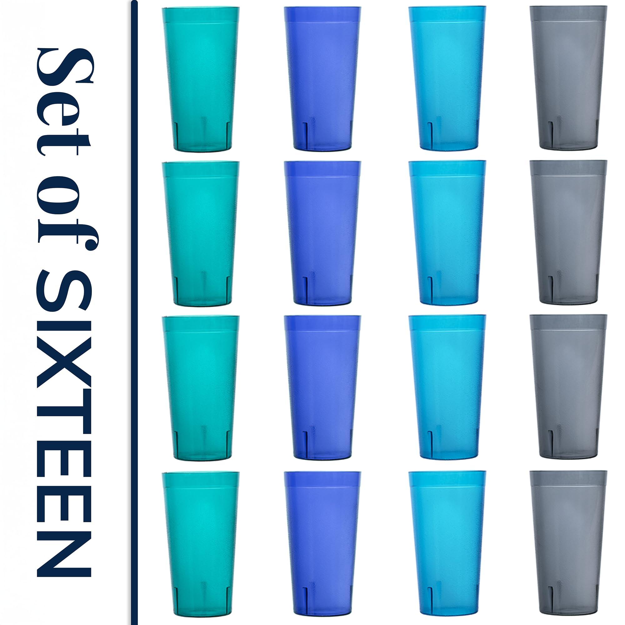 US Acrylic Cafe Plastic Reusable Tumblers (Set of 16) 20-ounce Water Cups Coastal Colors | Restaurant Style Drinking Glasses Value Set, Stackable, BPA-free, Made in the USA | Top-rack Dishwasher Safe - Image 8