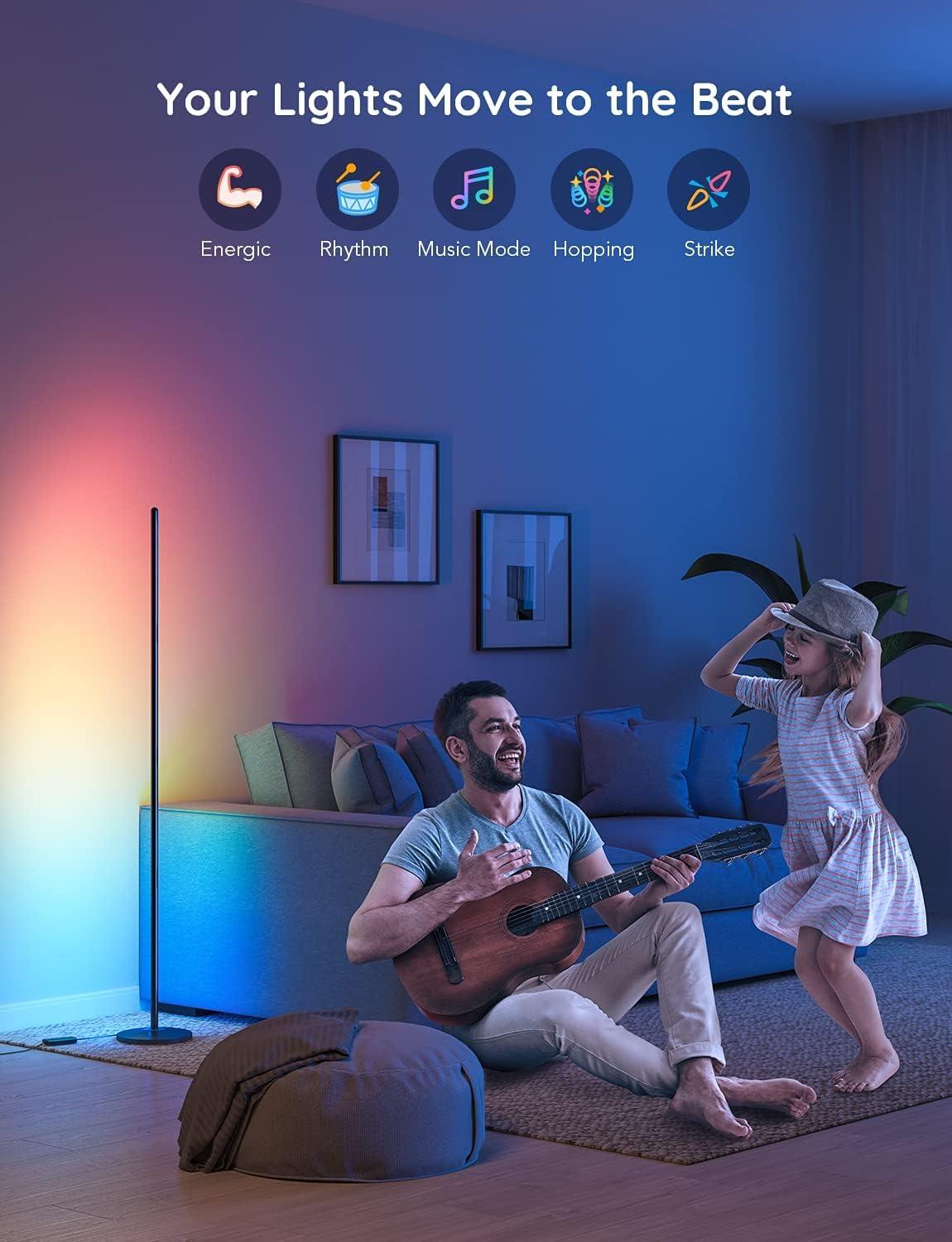 Govee RGBIC Floor Lamp, LED Corner Lamp Works with Alexa, 1000 Lumen Smart Modern Floor Lamp with Music Sync and 16 Million DIY Colors, Color Changing Standing Lamp for Bedroom Living Room Black - Image 7