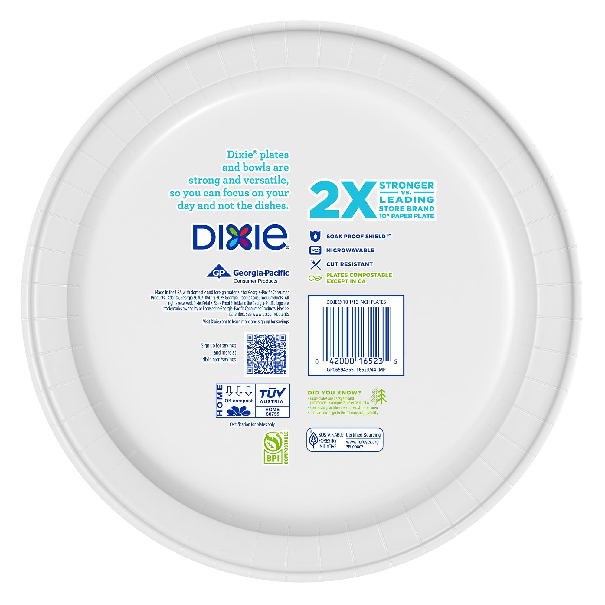 Dixie Large Paper Plates, 10 Inch, 204 Count, 2X Stronger*, Microwave-Safe, Soak-Proof, Cut Resistant, Disposable Plates For Everyday Breakfast, Lunch, & Dinner Meals - Image 8