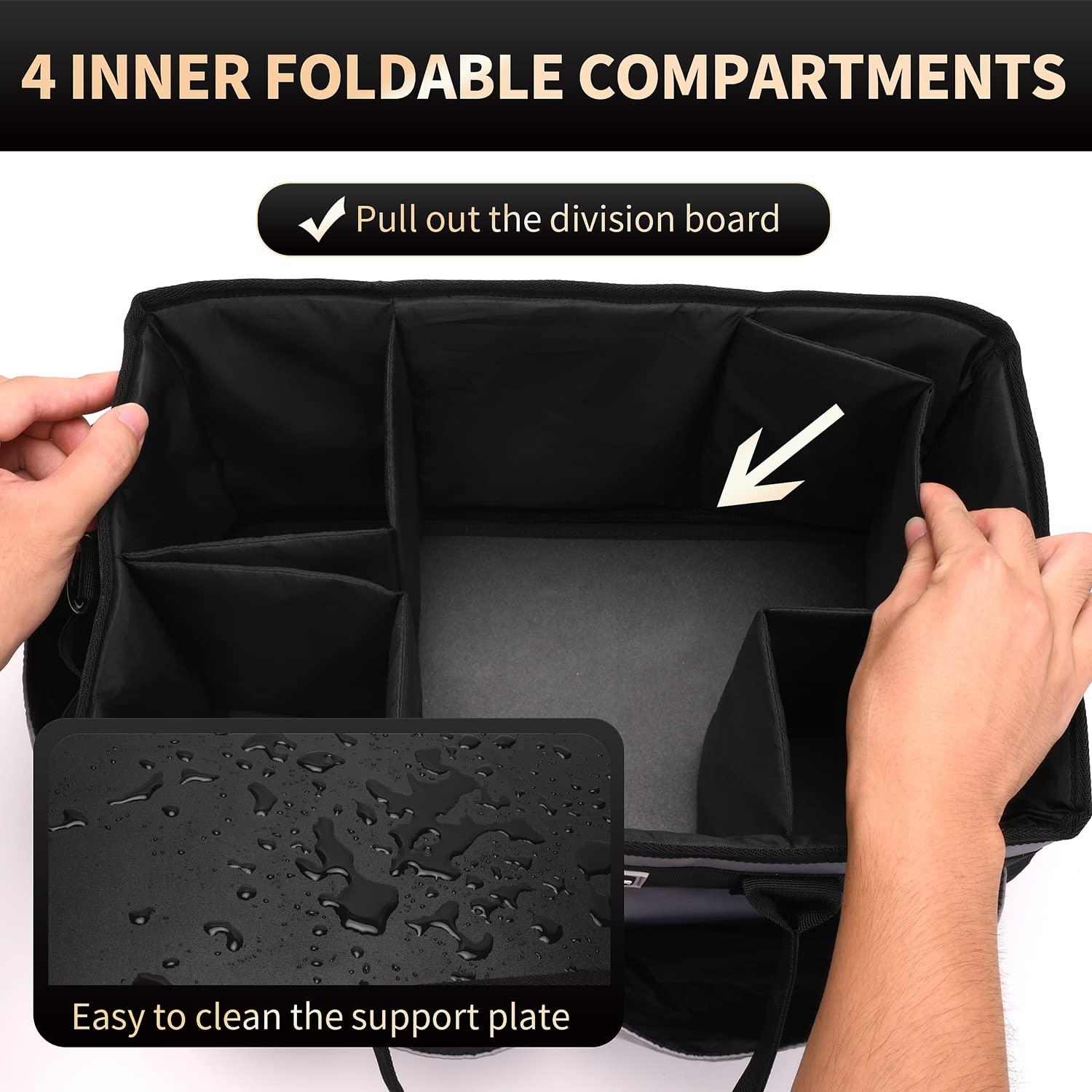 CHZUOBER Large Cleaning Caddy Organizer with Handle, Sponge Shoulder Strap Cleaning Supplies Organizer with Foldable Dividers Zipper Pocket for Cleaners Housekeepers - Image 4