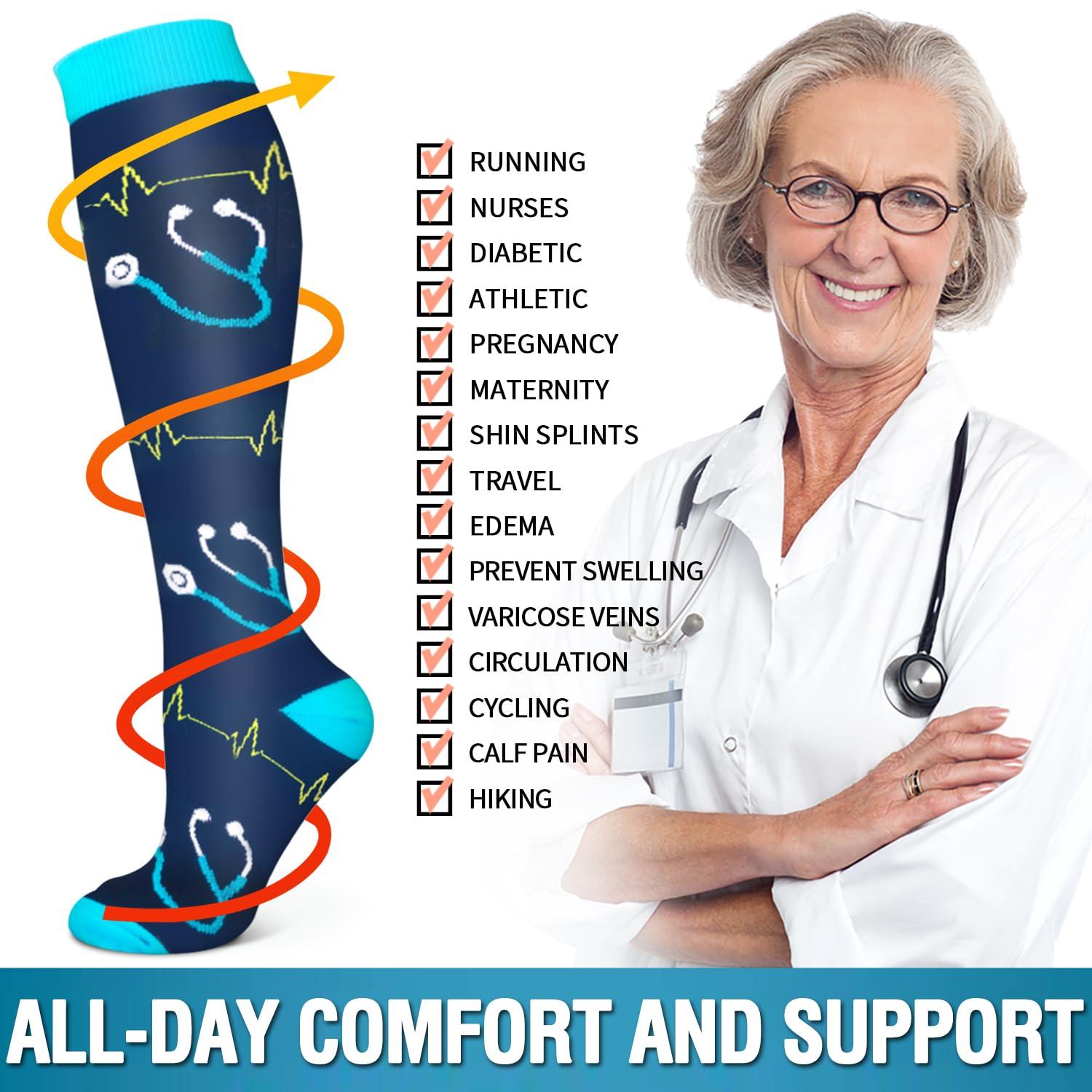 Bluemaple 6 Pack Copper Compression Socks for Women and Men Circulation-Best Support for Medical, Running,Nursing,Athletic - Image 6