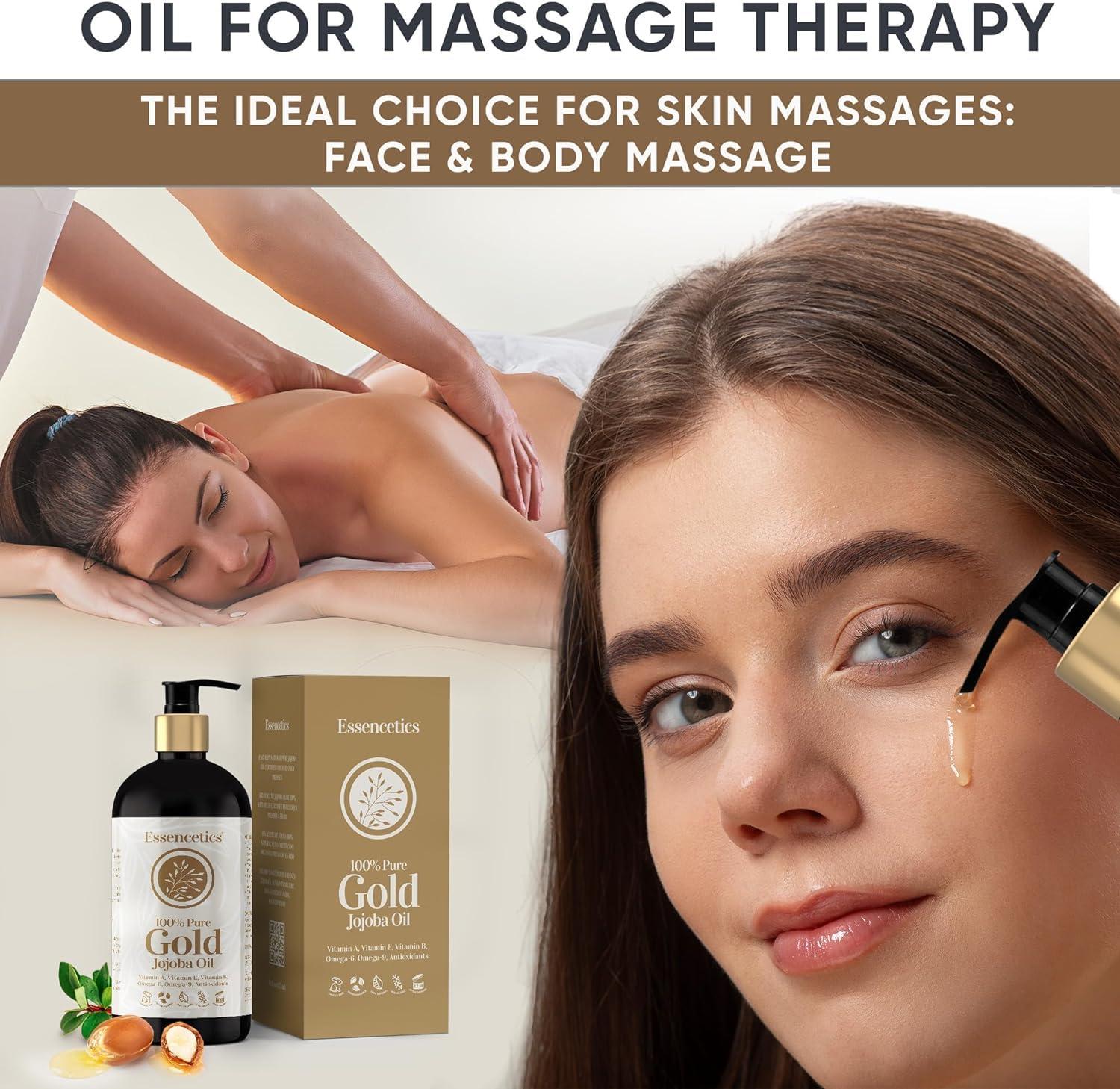 Essencetics Organic Jojoba Oil 16 oz - 100% Pure & Natural Jojoba Massage Oil for Hair, Skin, Body, & Face - Natural Cold Pressed Unrefined - Hexane Free Massage Oil for Massage Therapy & Date Night - Image 8