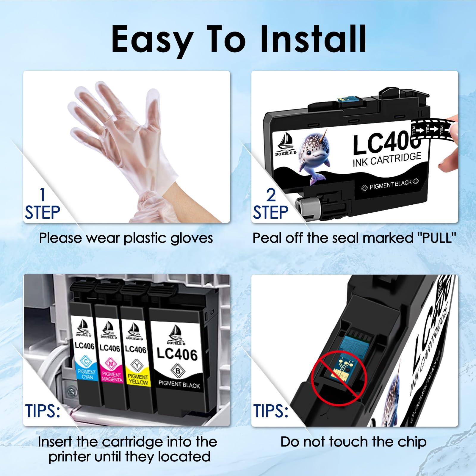LC406 Ink Cartridges Compatible Replacement for Brother LC406 LC-406BK LC406 LC406BK Use with Brother LC-406 MFC-J4335DW MFC-J4345DW XL MFC-J4535DW MFC-J4535DW XL Printer, 4 Pack - Image 6