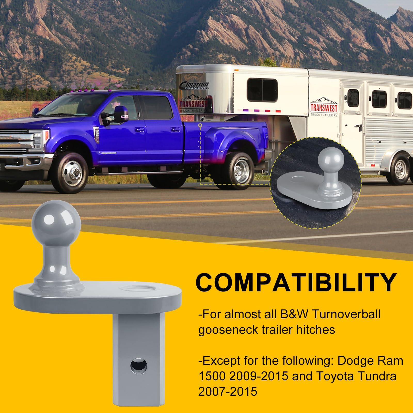 TOPTGO 4" Offset Gooseneck Ball Extender, Heavy Duty Hitch Extender, Fits B&W Turnoverball Gooseneck Trailer Hitches, 20000 lbs GTW/ 5000 lbs VTW, 2-5/16" Ball Diameter - Image 6