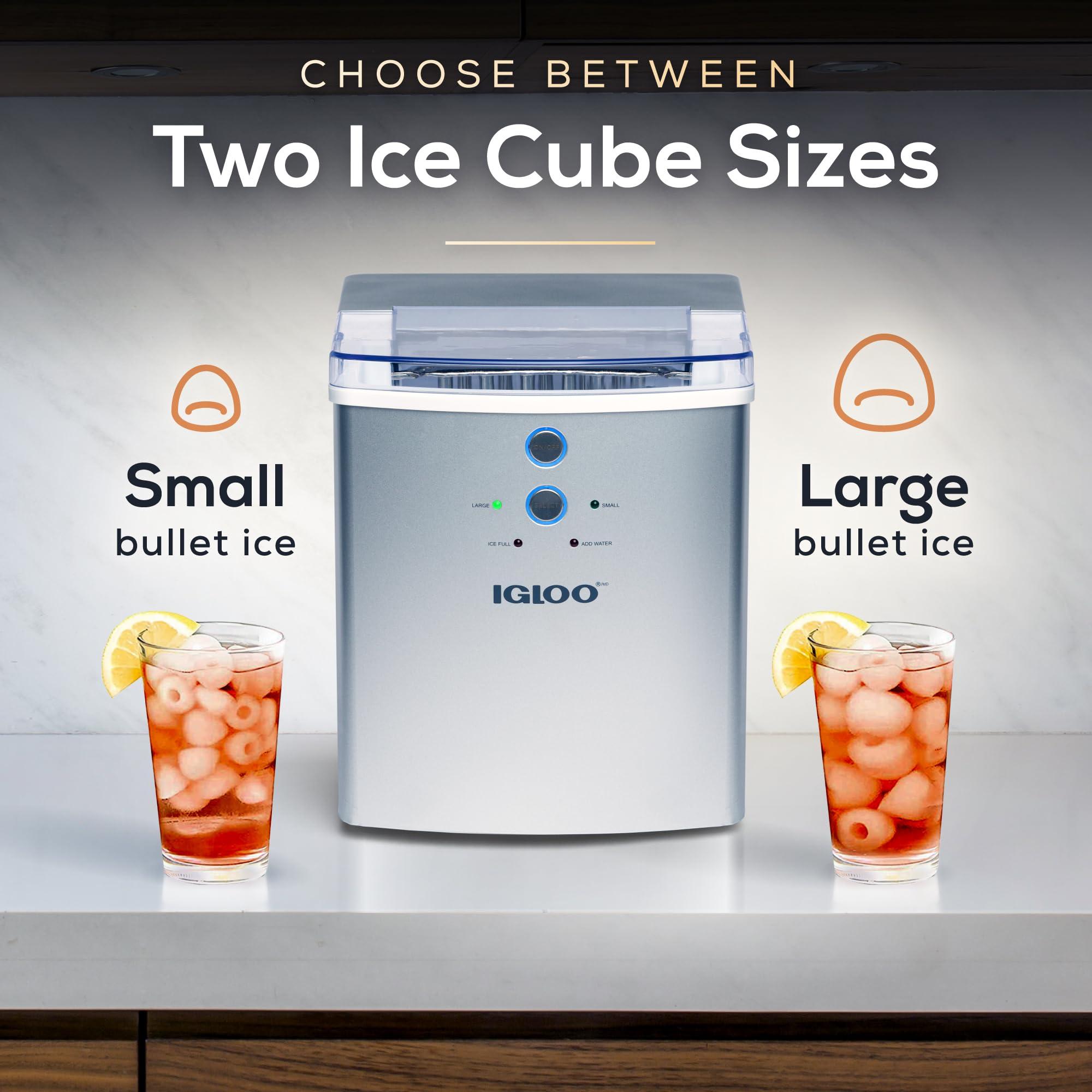Igloo Electric Countertop Ice Maker Machine - Automatic and Portable - 33 Pounds in 24 Hours - Ice Cube Maker - Ice Scoop and Basket - Ideal for Iced Coffee and Cocktails - Silver - Image 4