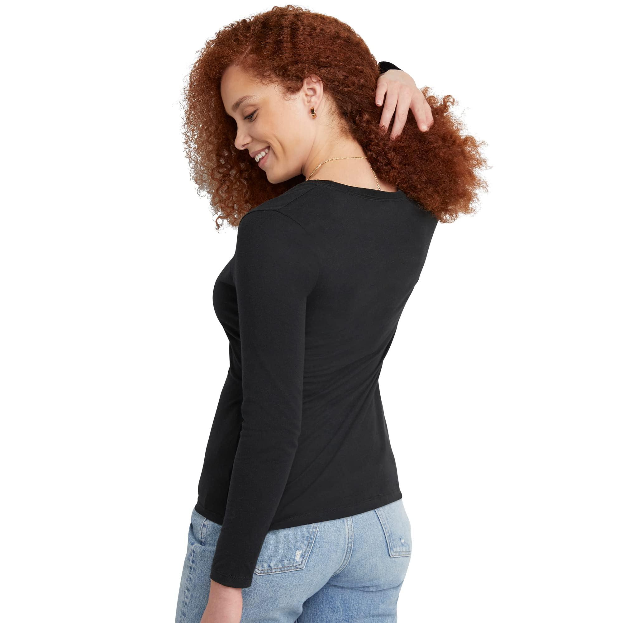 Hanes Women's Long Sleeve Cotton T-Shirt, Lightweight Crewneck Tee for Women, Modern Fit - Image 2