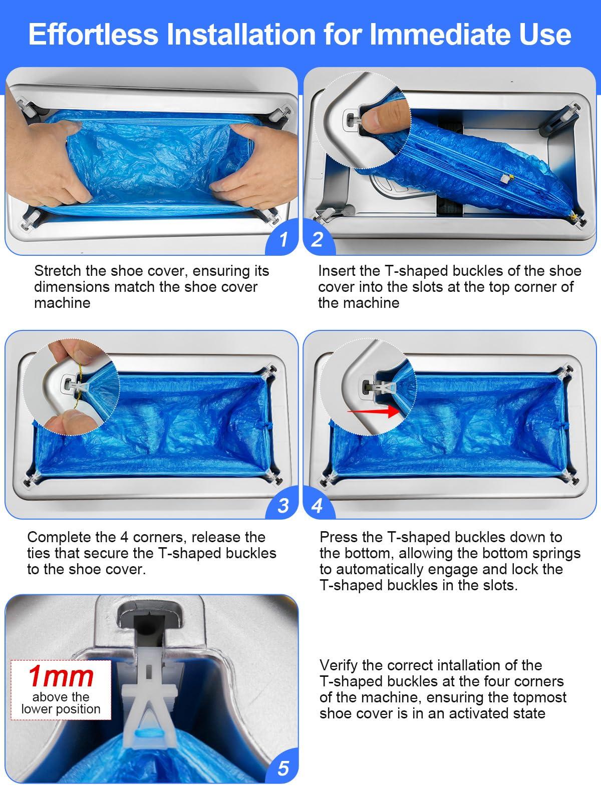Shoe Covers Machine Automatic Shoe Cover Dispenser with 200pcs Disposable Plastic Shoe Cover for Home, Office, Supermarket, Factory, Hospital (Silver) - Image 6