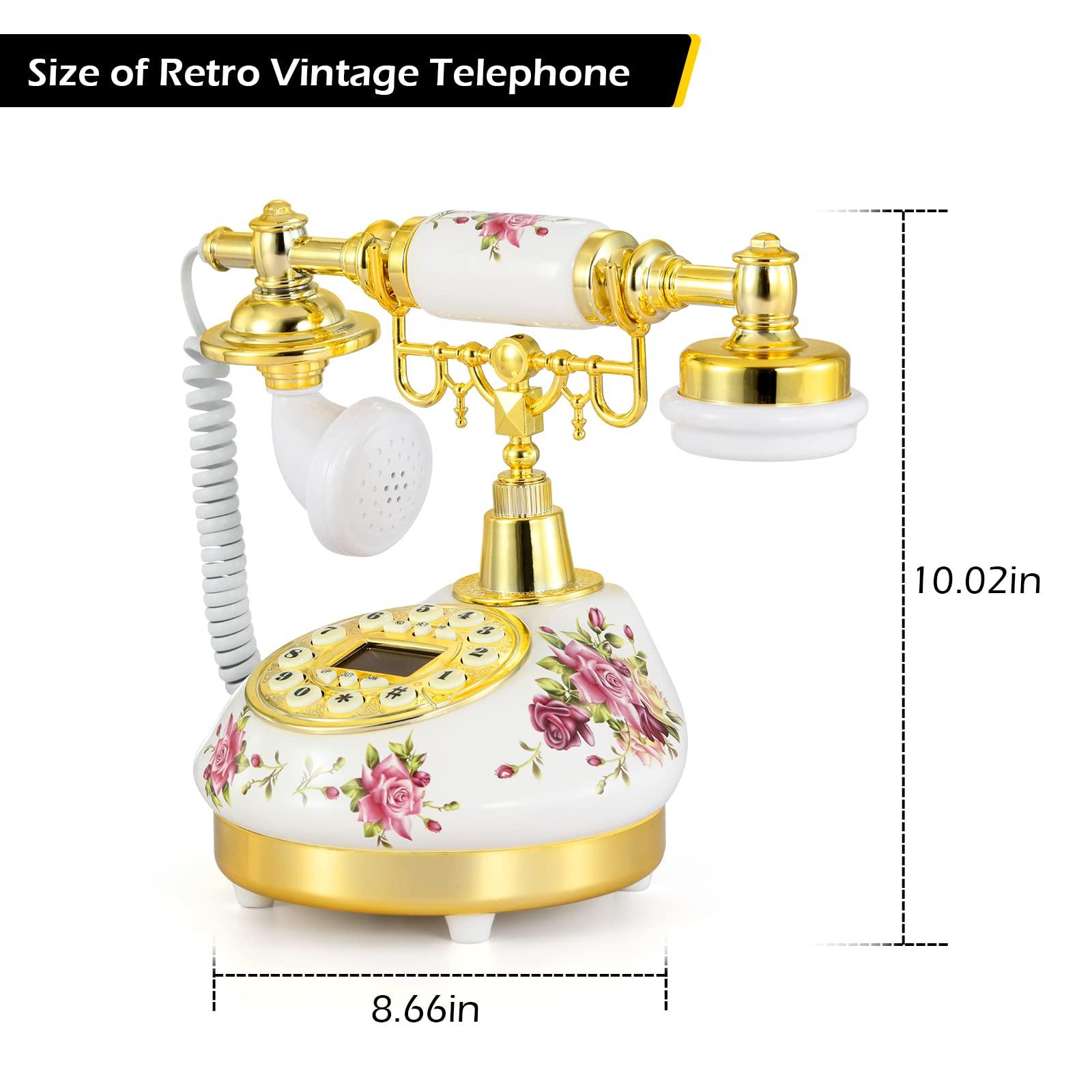 Dyna-Living Vintage Landline Phone Antique Telephone Old Fashion Phone with Push Button LCD Display, Landline Phone Retro Telephone Decor, Ringtone Volume Adjustable Retro Phone for Home or Office Use - Image 6