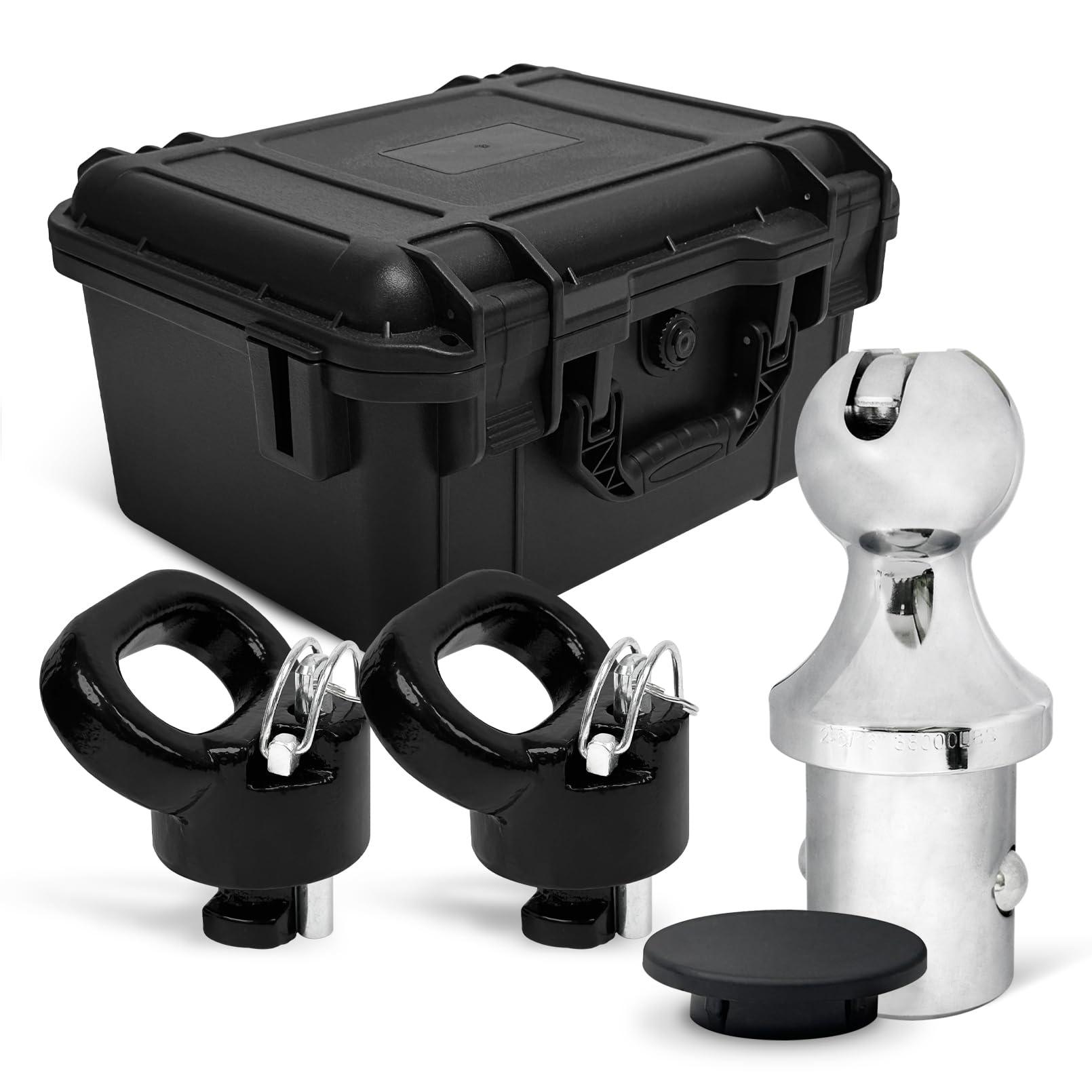 60618 Puck System 38000 LBS Gooseneck Hitch Ball Kit - Compatible with 2013-2024 Dodge RAM 2500 3500 - 2-5/16 Inch Gooseneck Ball for Truck Bed with 2 Pack Safety Chain Anchors