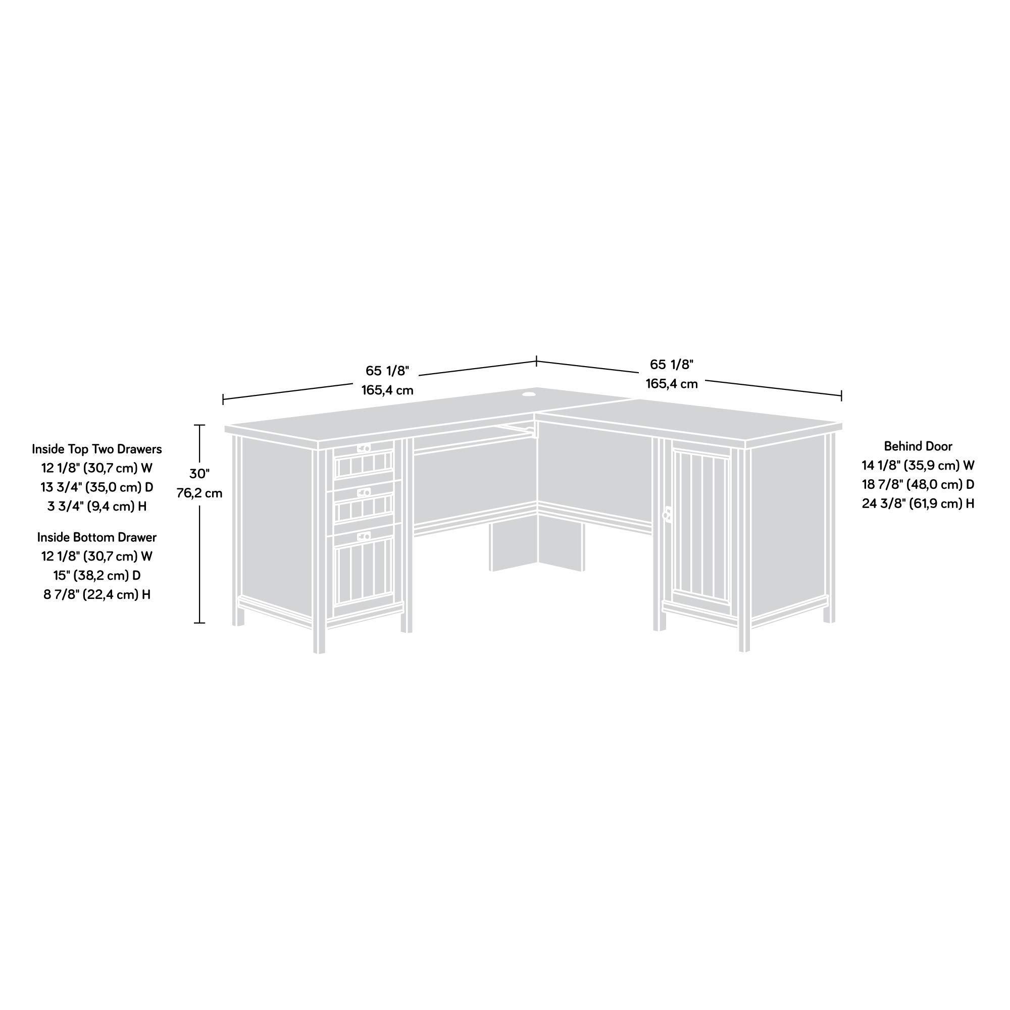 Sauder Costa L-Shaped Desk, Chalked Chestnut, Home Office with Storage & Keyboard Tray - Image 3