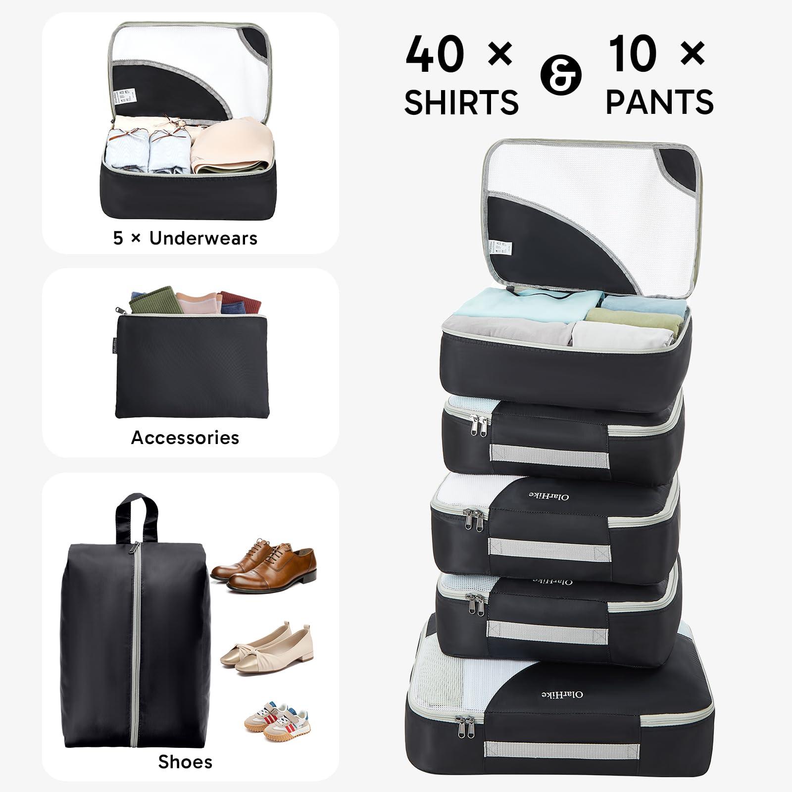 ALL INCLUDED 10 Set Durable Packing Cubes for Suitcases,OlarHike Essentials for Travel,UPGRADED Anti-Tear Stitching, NEW Improved Luggage Packing Organizers for Travel Accessories (Black) - Image 4