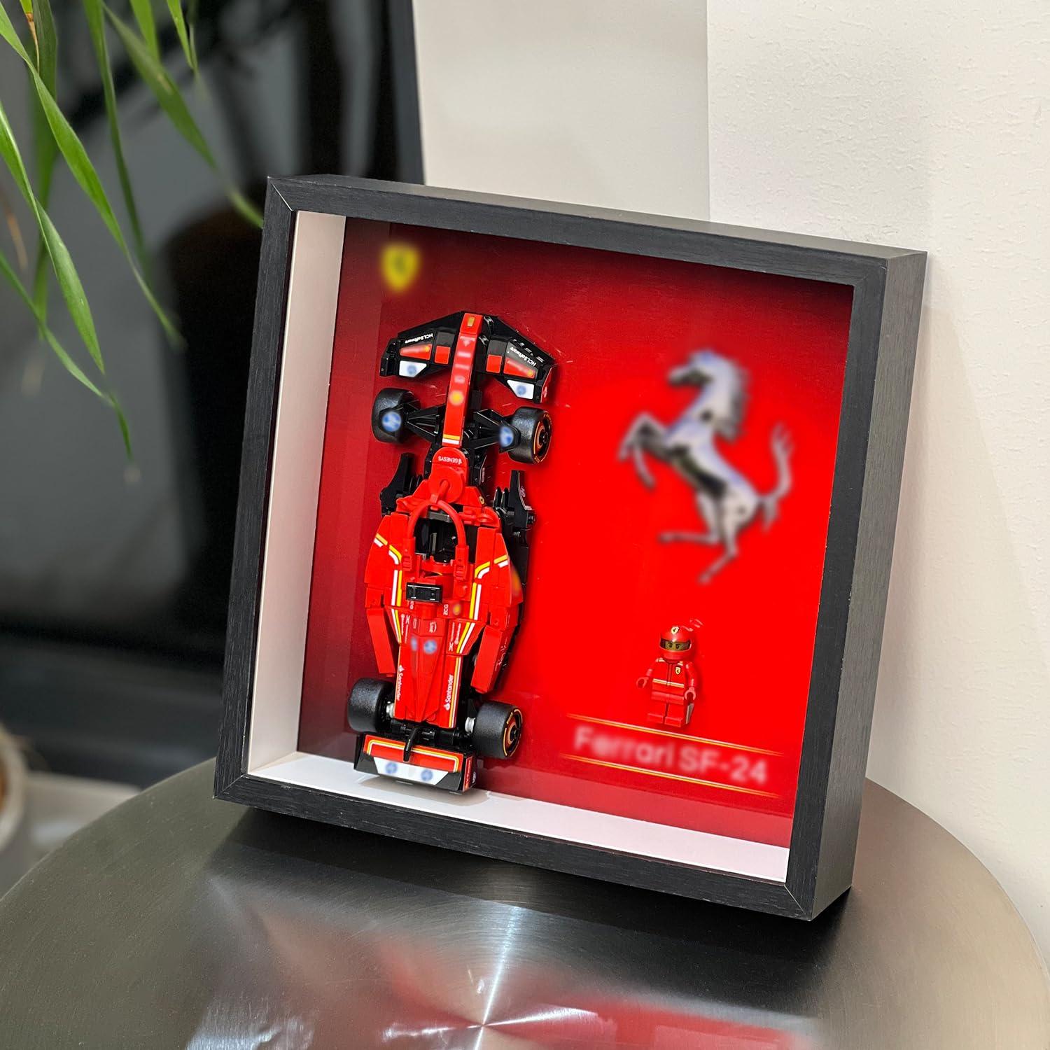 iLuane Display Wallboard for Speed Champions Ferrari SF-24 F1 Race Car Toys - Building Sets 77242, Adult Collectibles Wall Mount, Home or Office Décor (No Car Included)
