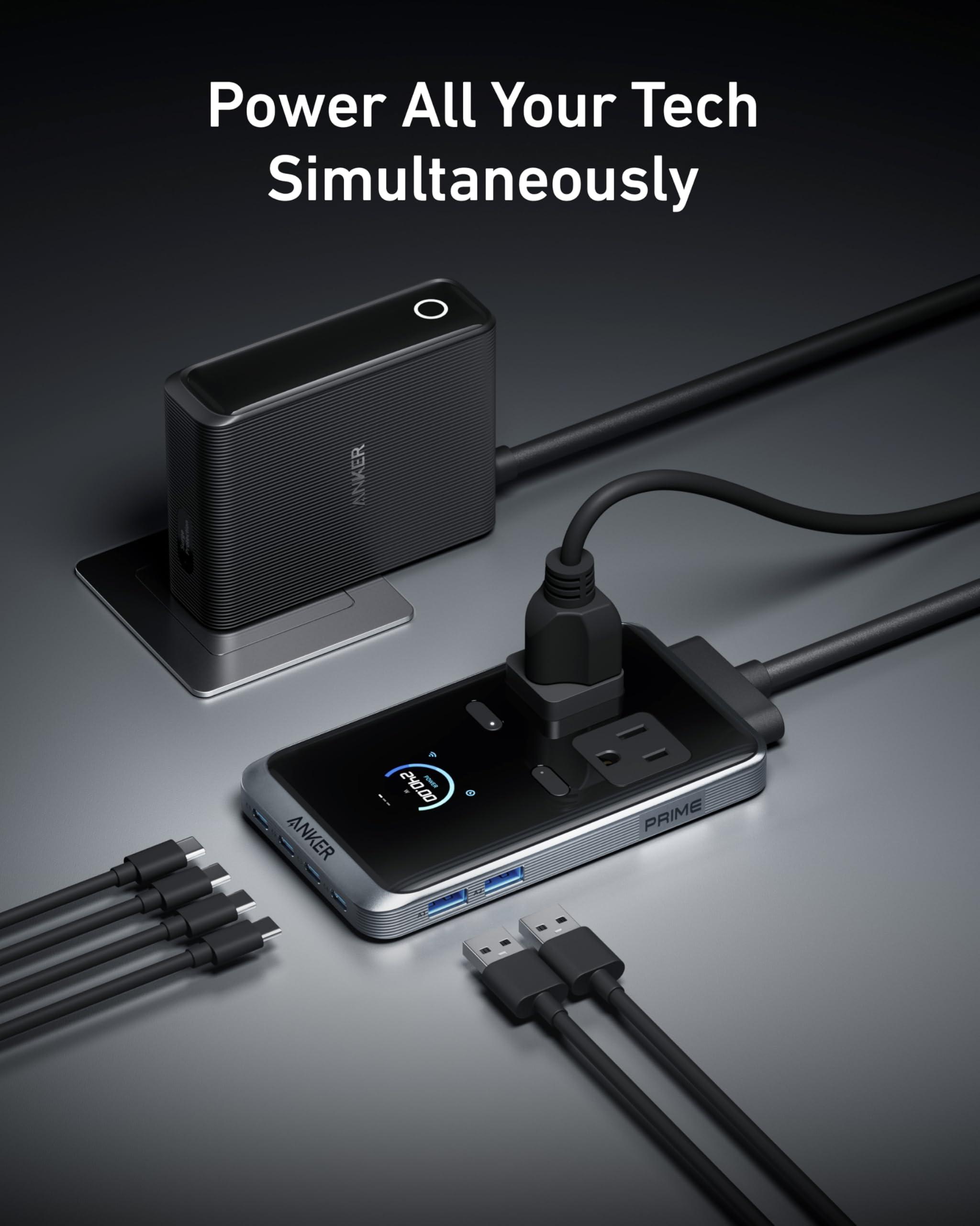 Anker Prime Charging Station, 240W 8-in-1 USB-C Power Strip, 5 ft Detachable Extension Cord, 2 AC, 4 USB-C, 2 USB-A, Works with iPhone 16/15,Desktop Accessory for MacBook,Home,Office (Not for Travel) - Image 3