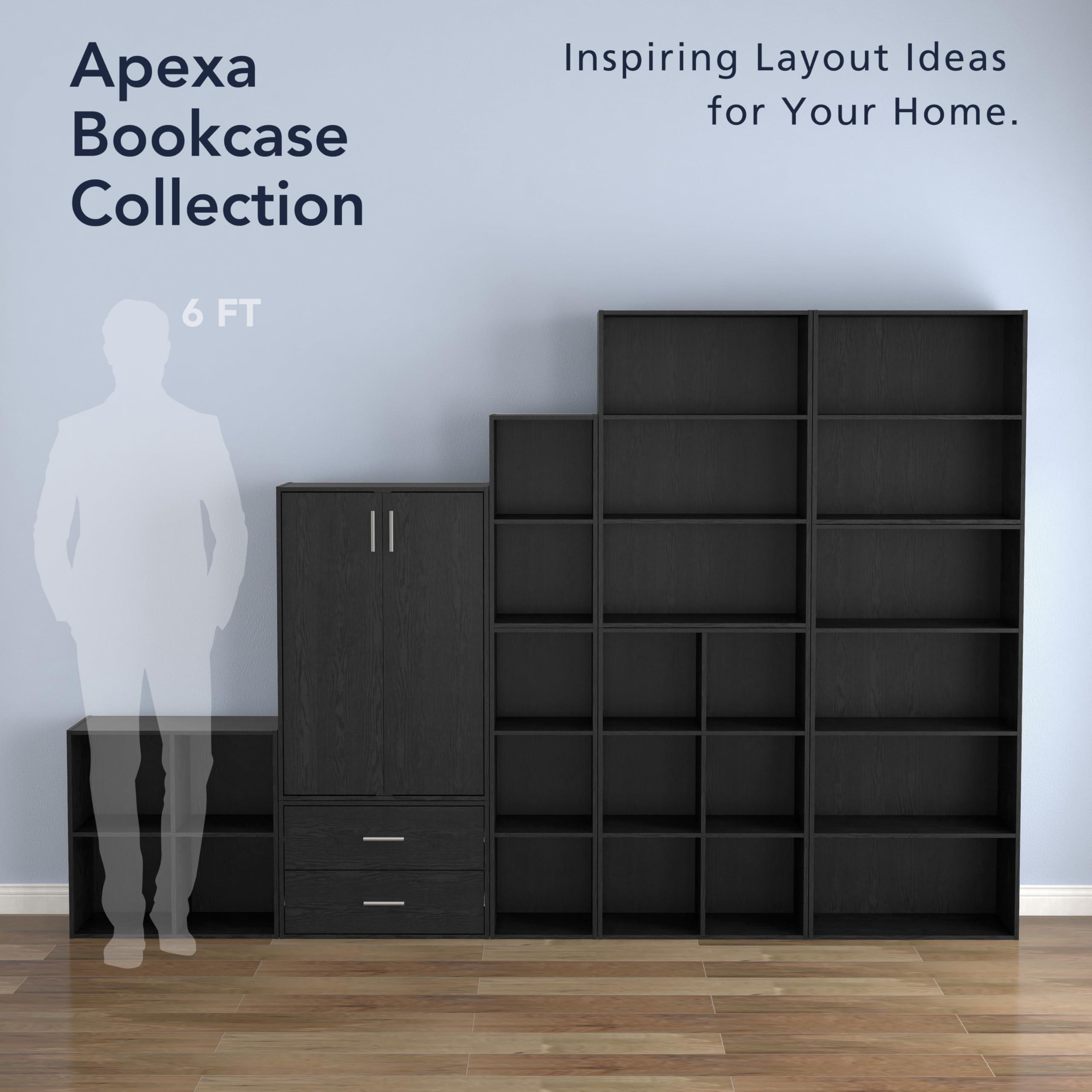 HOMES: INSIDE + OUT Apexa 2-Tier Cube Storage Organizer Shelves, Stackable Wood Bookcase Fits Cubby Bins for Organization, Dorm Teen Room Decor & Home Office, Black - Image 6