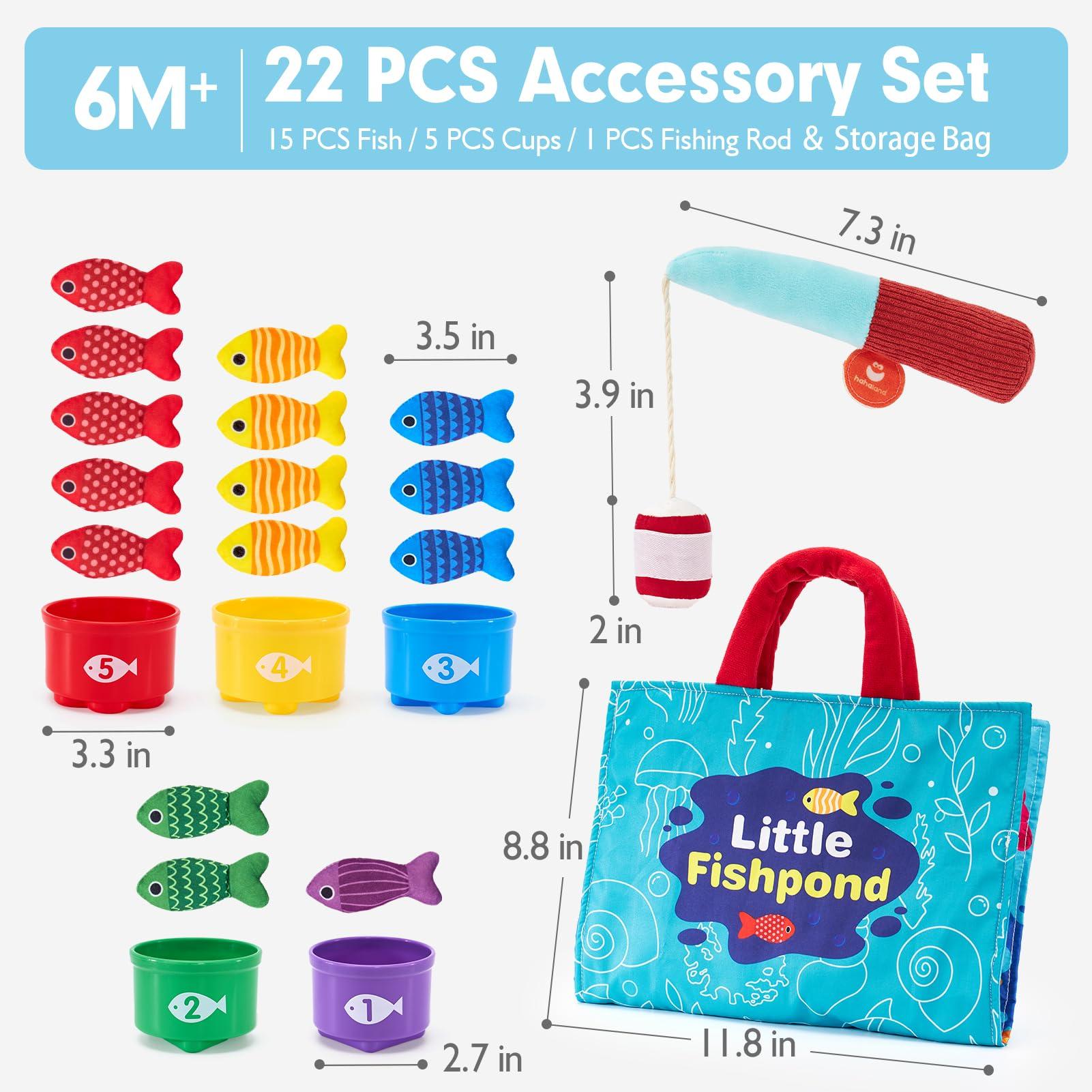 hahaland Montessori Toys for 1 Year Old - 10 in 1 Cloth Toddler Fishing Game with Stacking Cups, Baby Toy 12-18 Months One Year Old Boy Birthday Gift, Toddler Toys for 1 2 Year Old Boy Girl Gifts - Image 2