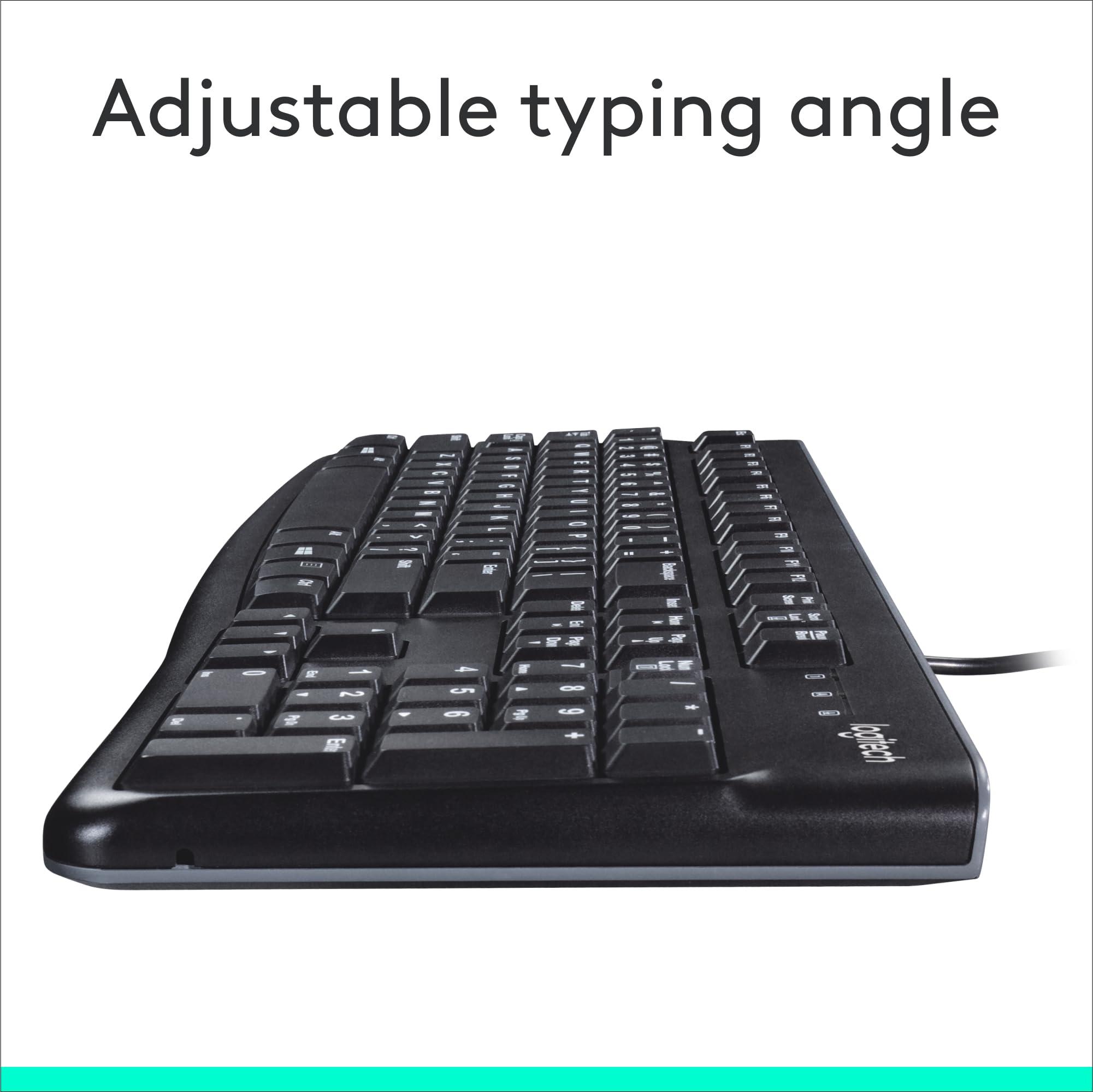 Logitech K120 Wired Keyboard for Windows, Plug and Play, Full-Size, Spill-Resistant, Curved Space Bar, Compatible with PC, Laptop - Black - Image 7