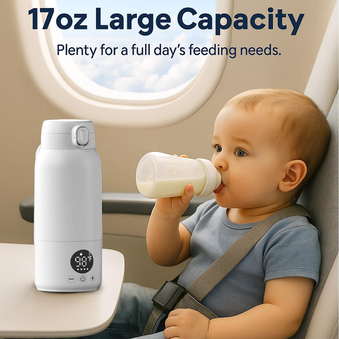 Koalababy Portable Bottle Warmer – Fast Heating Milk Warmer for Travel, Breast Milk & Formula, 17oz Leak-Proof Stainless Steel, IPX6 Waterproof, Rechargeable with Long Battery Life - Image 4