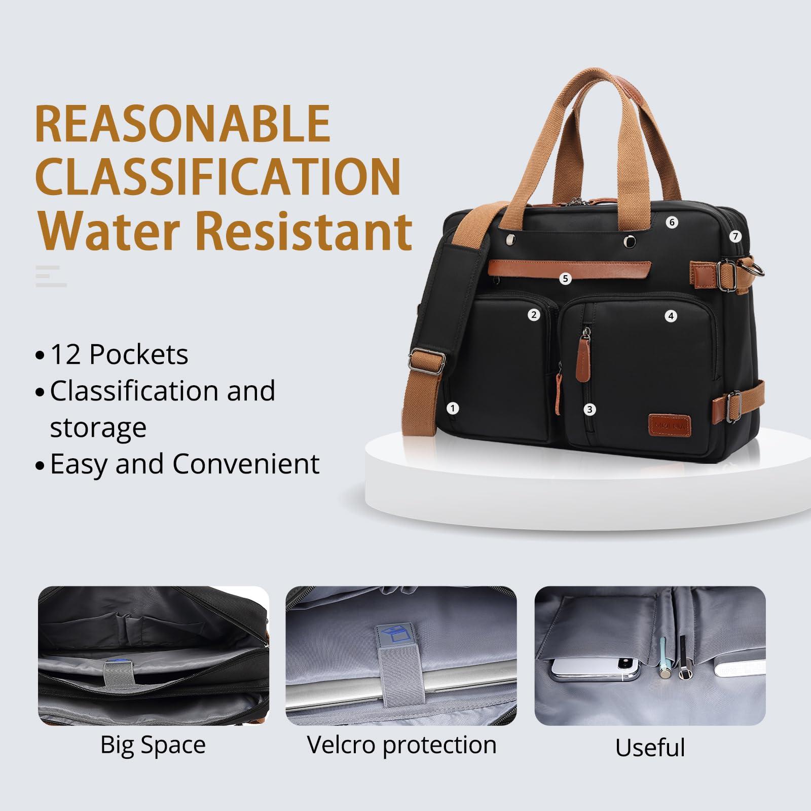 MOLNIA 3 in 1 Laptop Bag for Men, 17.3 Inch Work Bags for Men, Laptop Backpack, Briefcases, Messenger Bag, Computer Bags for Laptops for Men Women, Black - Image 5
