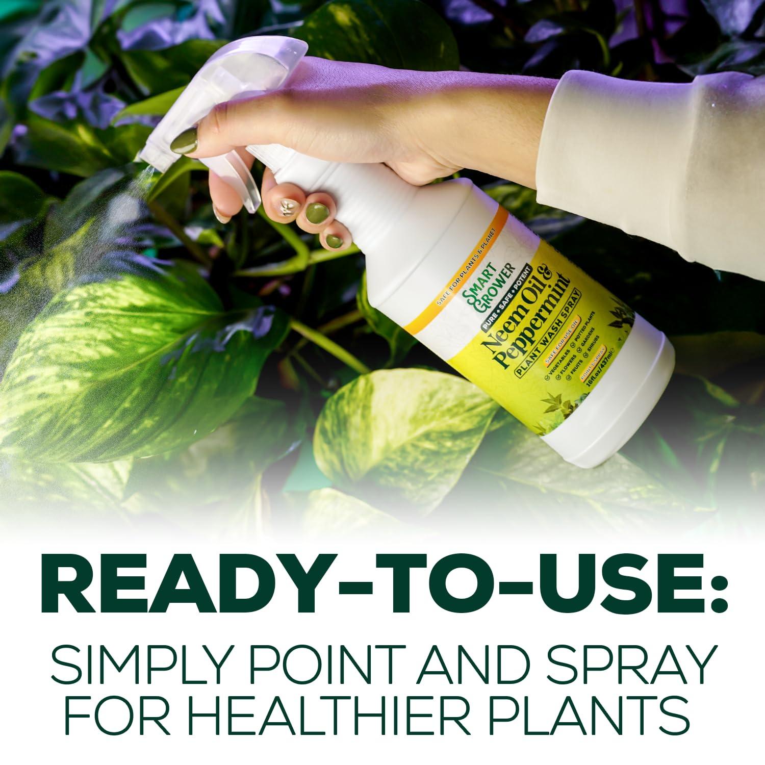 Neem Oil Spray for Plants with Peppermint Oil, Natural Plant Wash Made for Indoor and Outdoor Plants Smart Grower 16oz Easy Ready to Use Spray - Image 4
