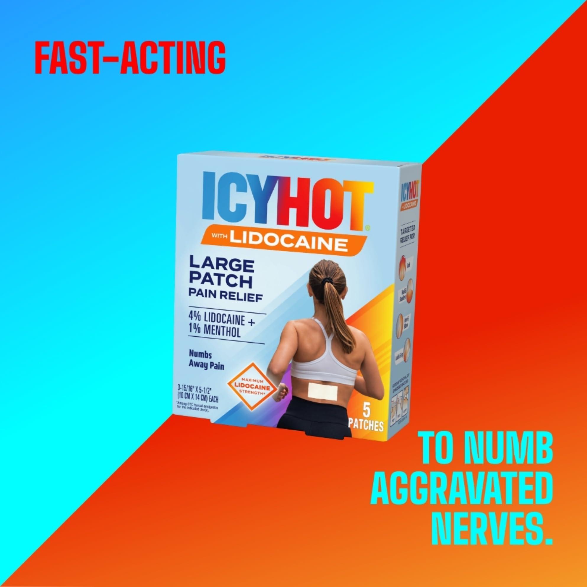 Icy Hot Max Strength Lidocaine Pain Relief Patch (5 Count) Penetrates for Fast, Targeted Relief - Image 4