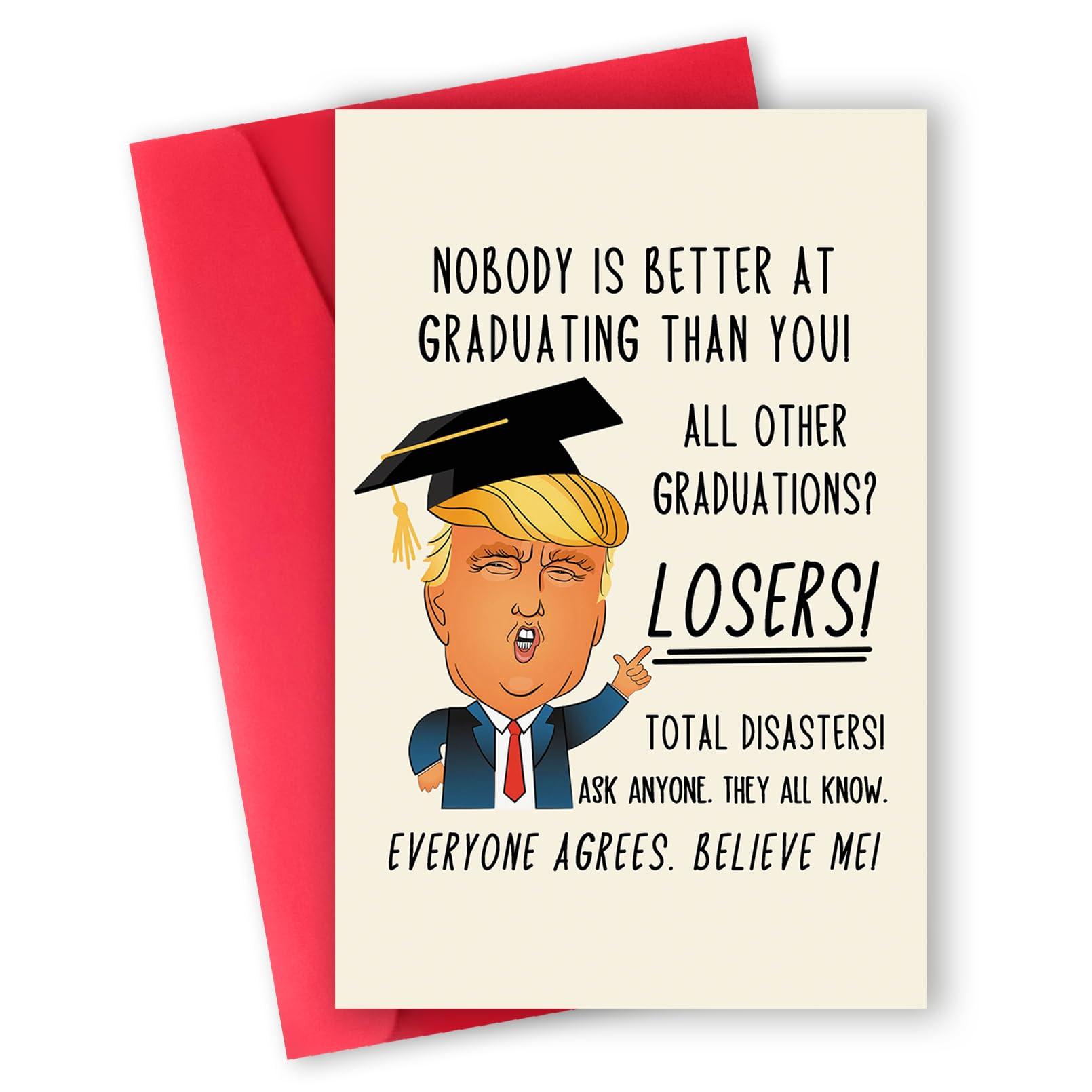 Humorous Trump Graduation Gifts for Him Her, Funny Graduation Card for Friends Women Men, Best Graduation Gift Card