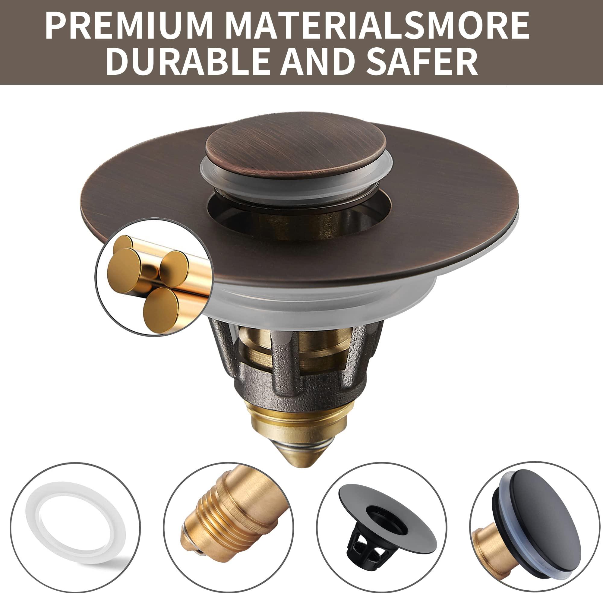 Fransiton Bathroom Sink Stopper, 1.1-1.77 Inch Basin Pop Up Sink Drain Stopper, Anti Clogging Drain Plug with Detachable Hair Catcher, Dark Bronze - Image 4