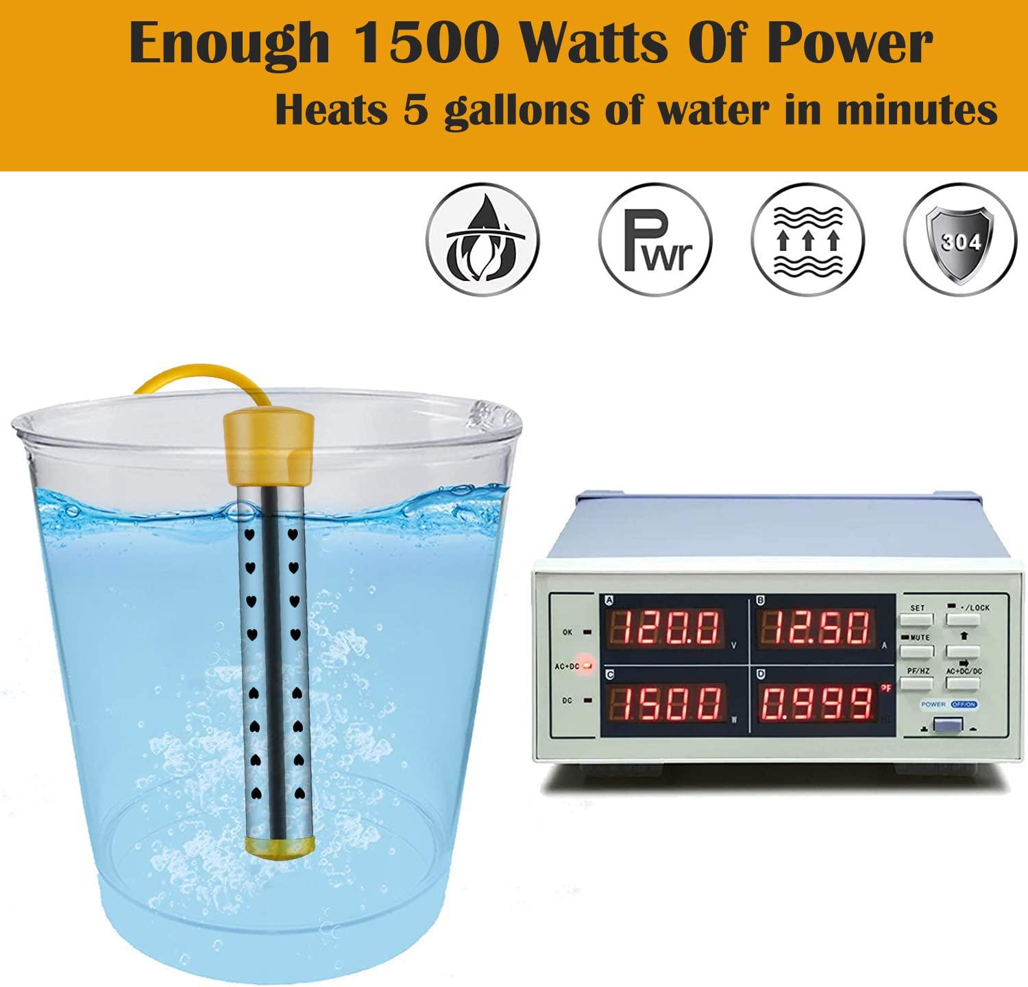 Immersion Water Heater,with 304 Stainless Steel Cover Intelligent Temperature Control and UL Certification Portable Bucket Heater Heat 5 Gallons of Water in Minutes - Image 9