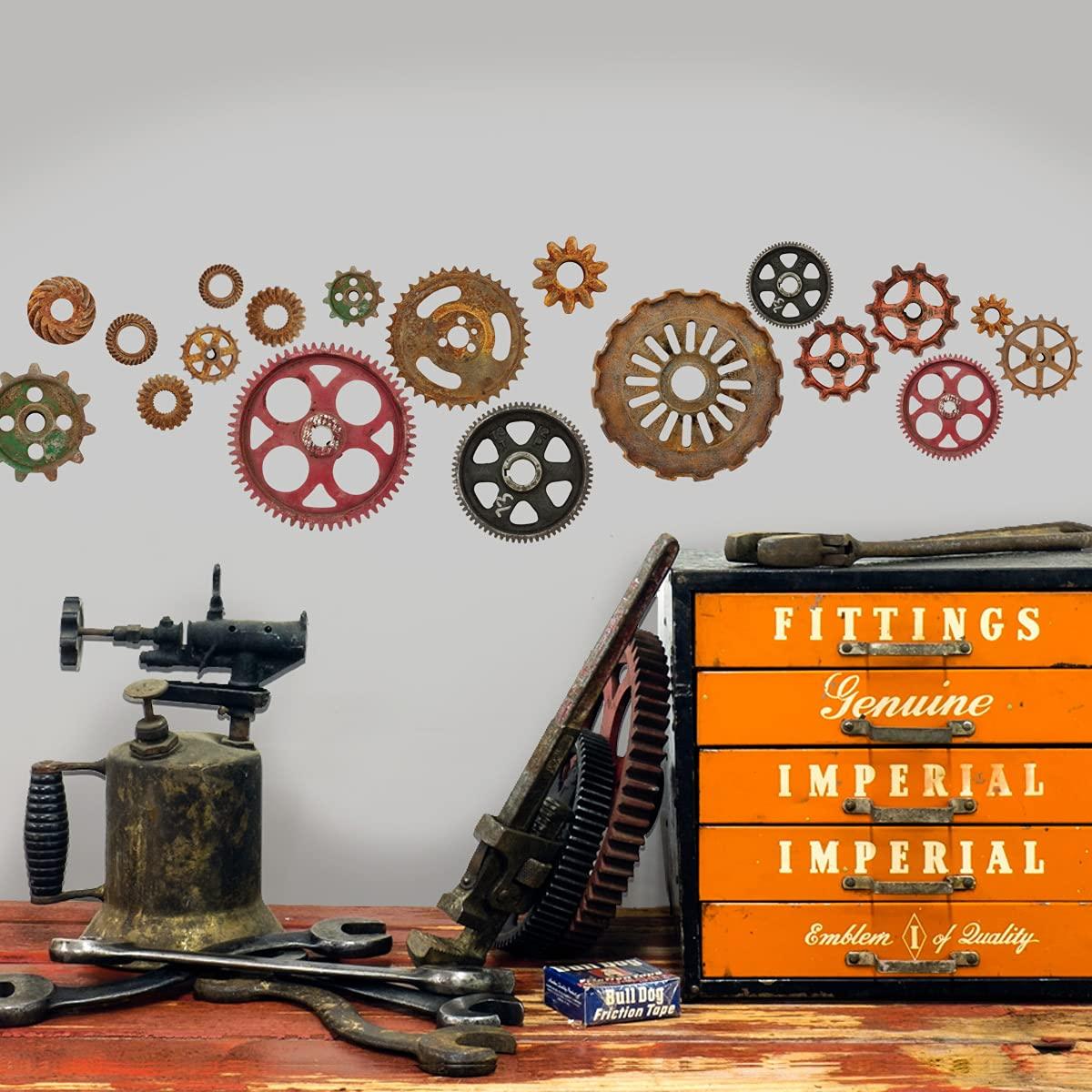 Retro Planet.com - Gears Hardware Vinyl Sticker Set, Steampunk Industrial Cogs Peel and Stick Decals, Laptop, Car, Locker, Notebooks, Planners, Water Bottles (Set of 19, from 1.25” to 5.5”) - Image 4