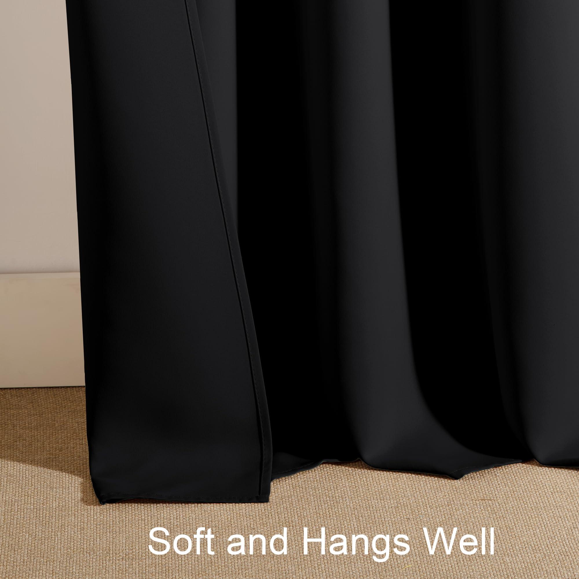 PONY DANCE Short Blackout Curtains for Kitchen Over Sink 45 inch Long, Thermal Insulated Black Out Curtain for Bedroom, Rod Pocket Drapes for Bathroom Small Window(2 Panels Set, Black, 42 inches Wide) - Image 6