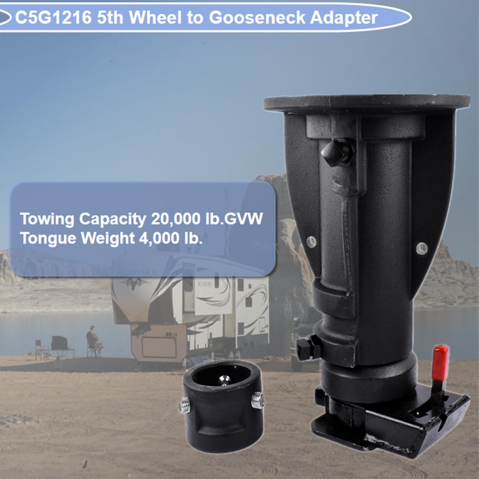 C5G1216, 12"-16" Adjustable Cushioned 5th Wheel to Gooseneck Adapter, Fifth Wheel to Gooseneck, Towing Capacity 20000 Lbs, Without Safty Chain GELUOXI - Image 2