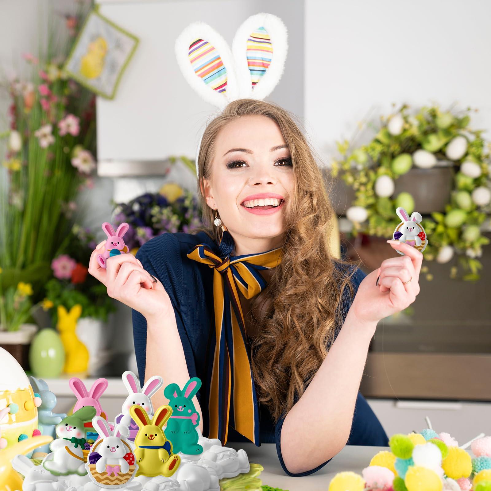 Foilswirl 24 Set Easter Bunny DIY Painting Kit Ceramic to Paint Your Own Bunny Statues Unpainted Plaster Figurines with Brushes Acrylic Bags Arts and Crafts Kits Party Favor for Adults - Image 7
