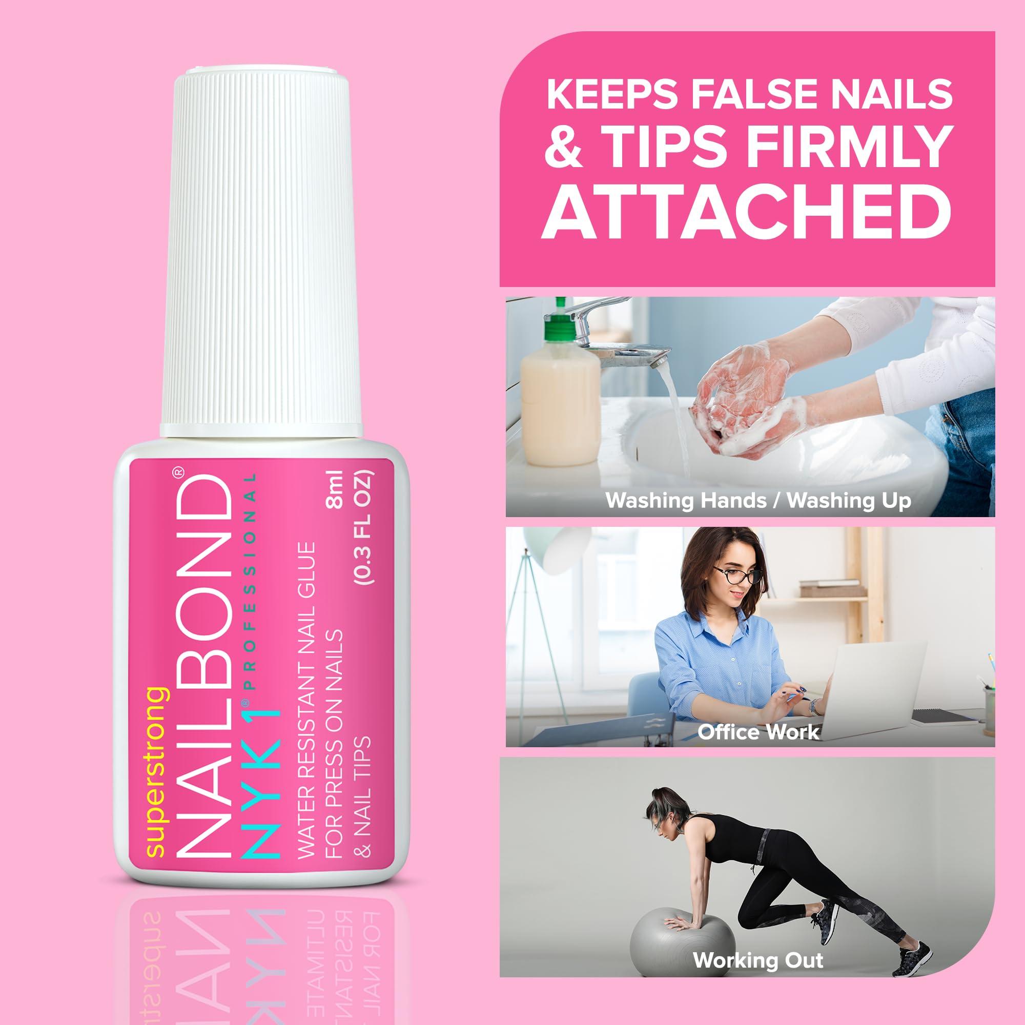 Super Strong Nail Glue for Press On Nails, Nail Tips & Acrylic Nails (8ml) NYK1 NailBond Brush On Glue for Press Ons, Tips & Acrylics - Long Lasting, Maximum Strength, Mess-Free Application - Image 9