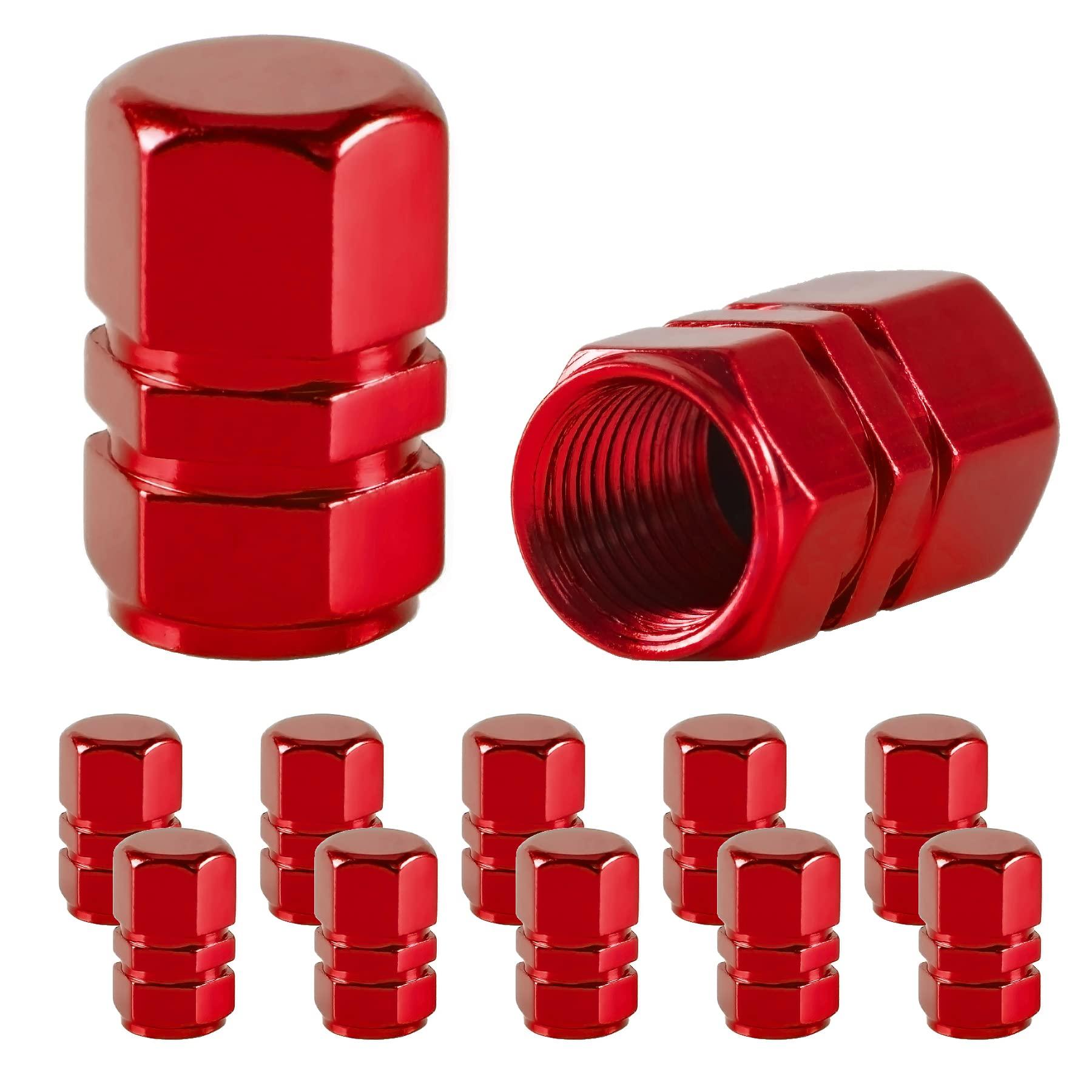 JUSTTOP Car Tire Valve Stem Caps, 12pcs Air Caps Cover, Universal for Cars, SUVs, Bike, Trucks and Motorcycles-Red