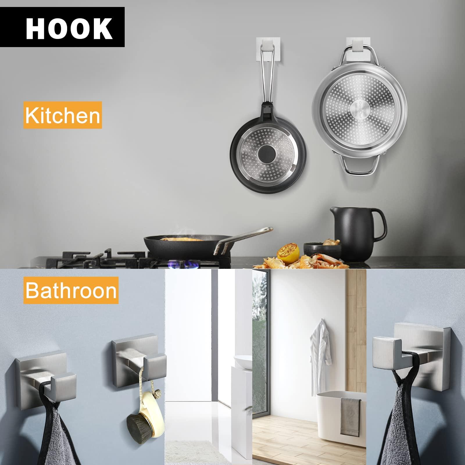 Brushed Nickel Bathroom Towel Bar Set Bathroom Accessories Hardware Set Including Towel Bar Towel Ring Coat Hook and Toilet Paper Holder with Shelf. Wall Mounted Stainless Steel - Image 6