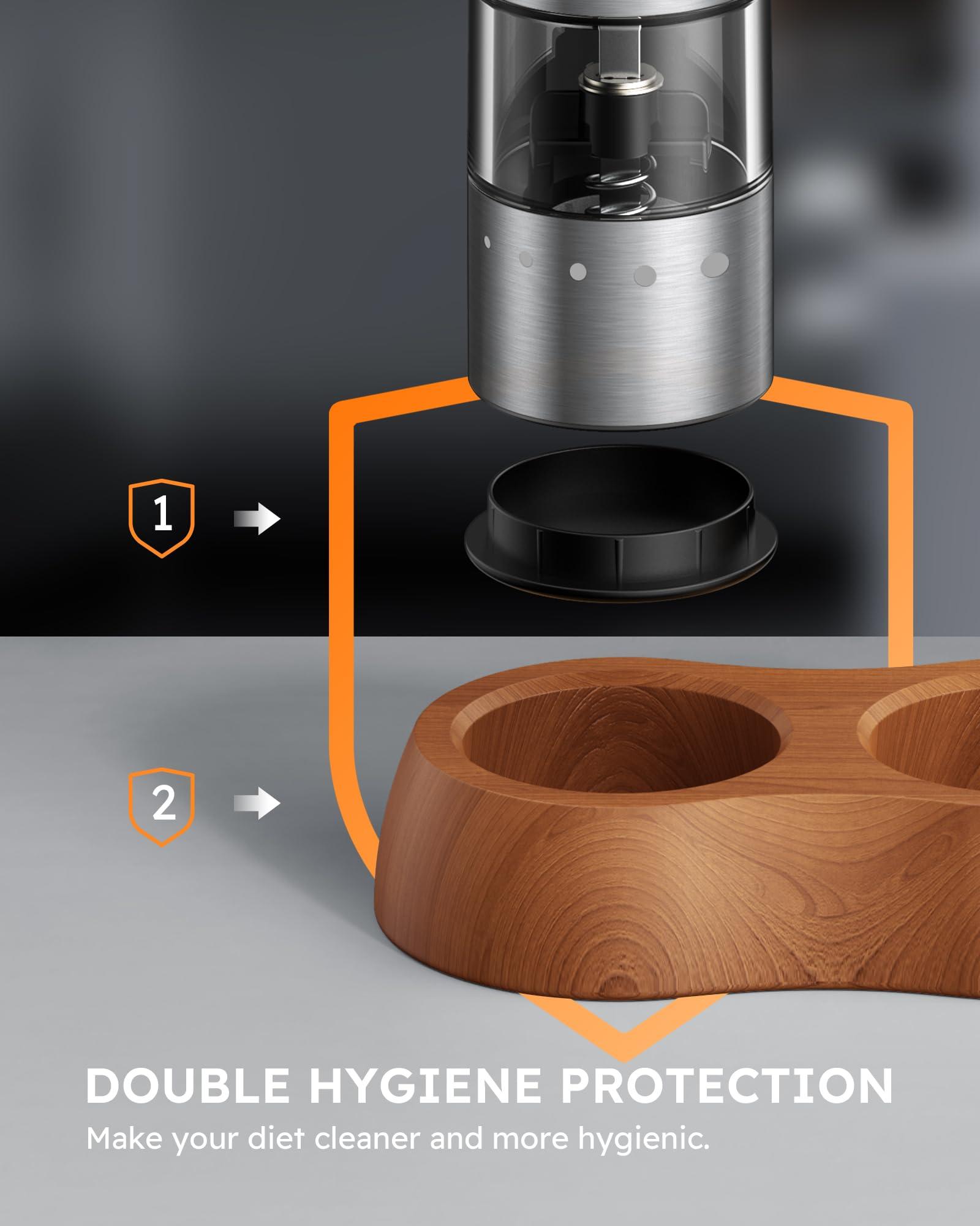 FORLIM Mini Electric Salt and Pepper Grinder Set with Wood Base, USB Rechargeable, Small Automatic Salt Pepper Mill Grinder, Travel/Outdoor BBQ/Children, One-Button Control (2 Packs, Stainless Steel) - Image 6