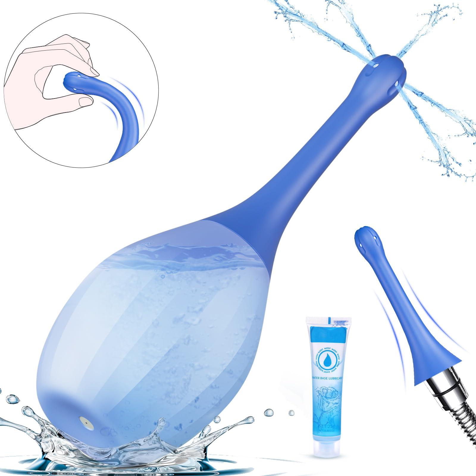 Enema Anal Douches for Men Women - Enema Bulb with Bendable Silicone Nozzles for Men Women Colon Cleanse, Anti Backflow Shower Douche Enema Kit with Lube, Anal Cleansing Feminine Care Douche Bottles - Image 8