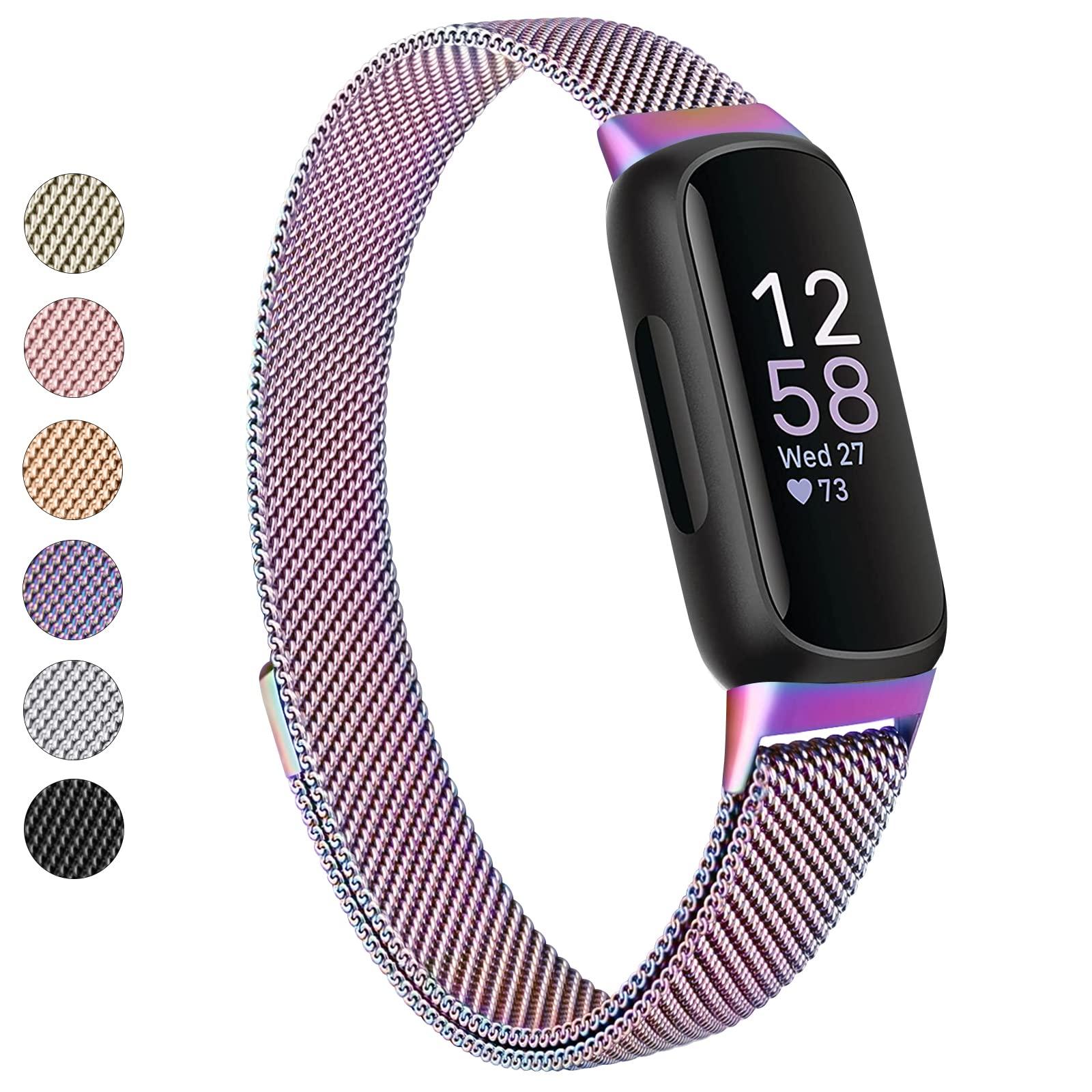 Vanjua for Fitbit Inspire 3 Bands Women Men, Stainless Steel Metal Mesh Loop Adjustable Magnetic Wristband Replacement Straps Compatible with Fitbit Inspire 3 Fitness Tracker