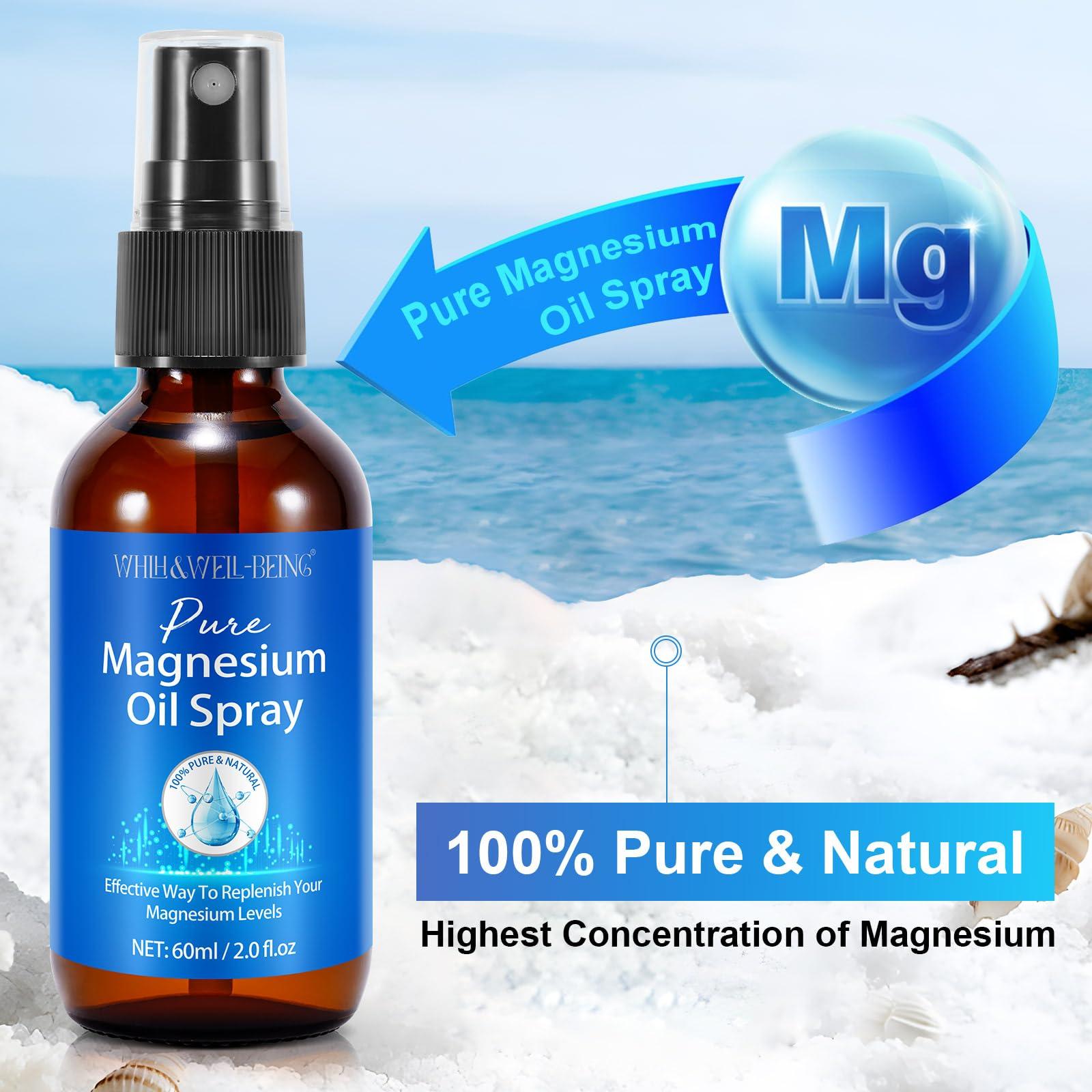 Magnesium Spray, Pure Magnesium Oil Spray for Feet, Natural Ingredient in Glass Bottle, Easy to Absorb and Use 1Pack - Image 2
