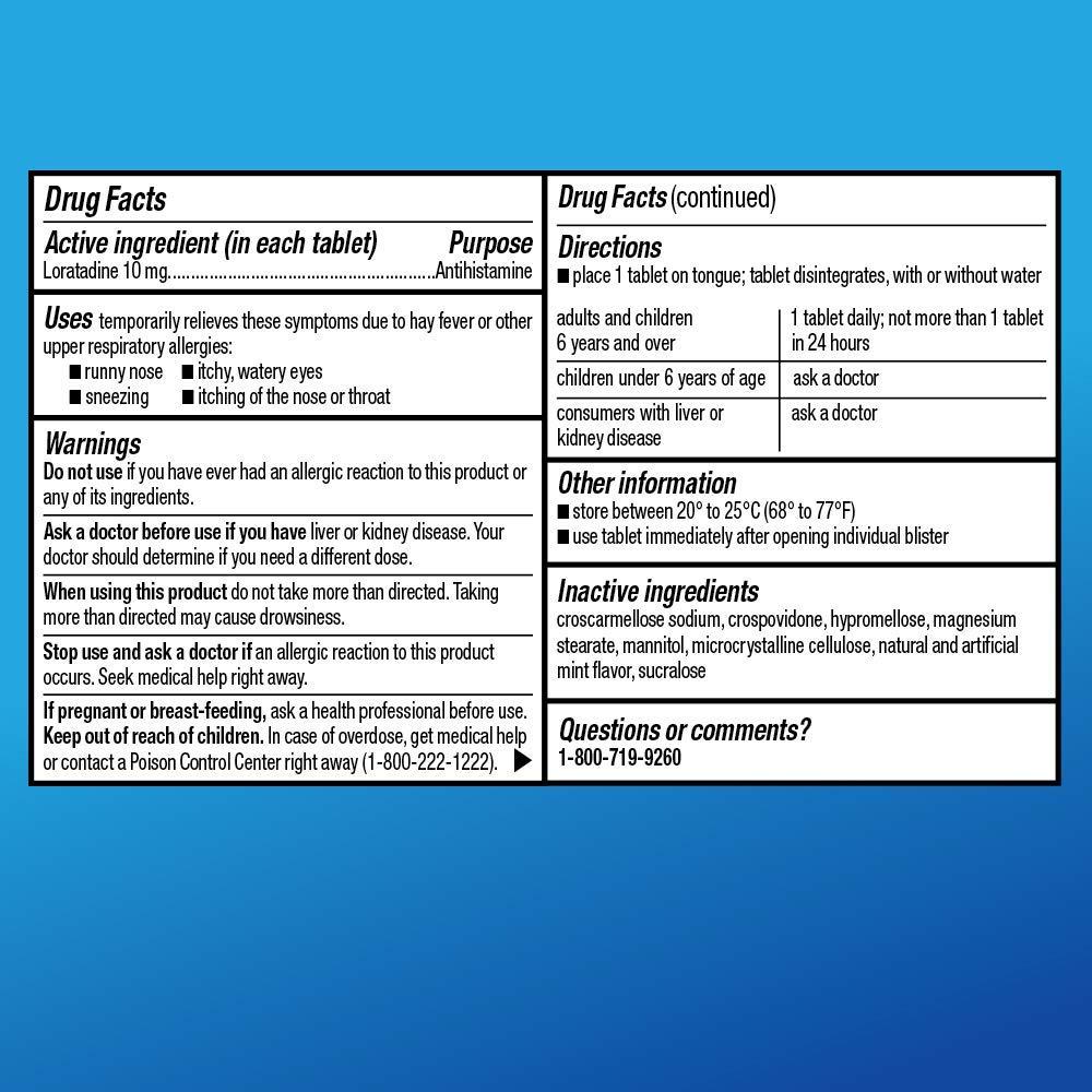 Amazon Basic Care Loratadine Orally Disintegrating Tablets, 10 mg, Antihistamine, Allergy Medicine, 24 Hour Relief, 30 Count - Image 5
