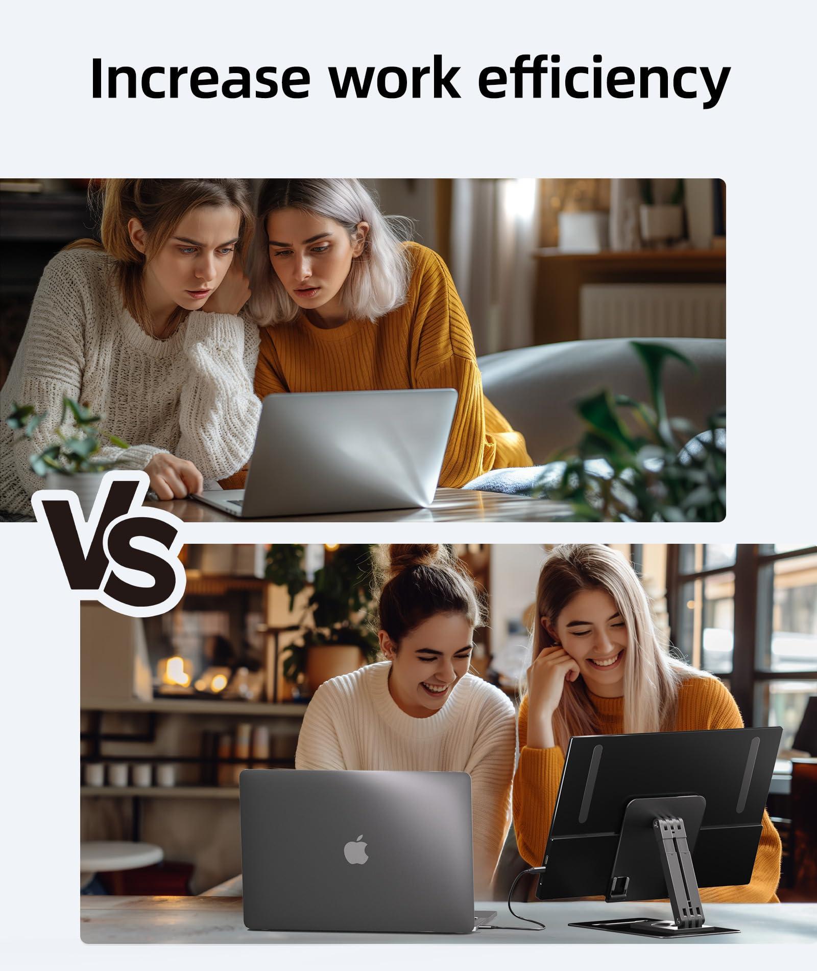 Ingnok Portable Monitor, Ultra Slim 15.6 Inch FHD IPS Laptop Screen Extender with Adjustable Stand, USB C Compatible, Ideal for Travel and Office - Image 5
