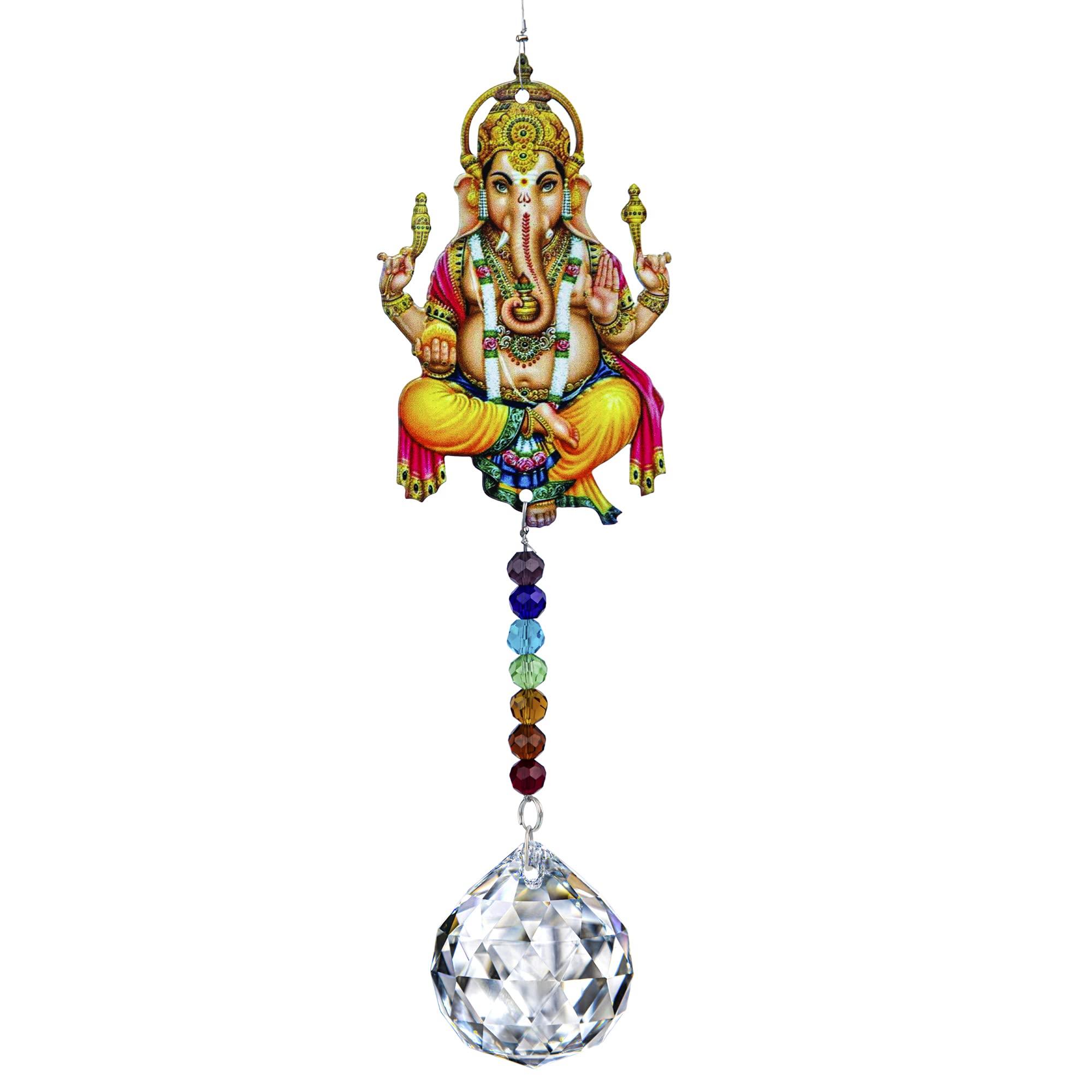 Elephant God Prism Suncatcher Hindu Ganesha Protection Charm Decor Window Garden Wall Hanging Crystal Pendant