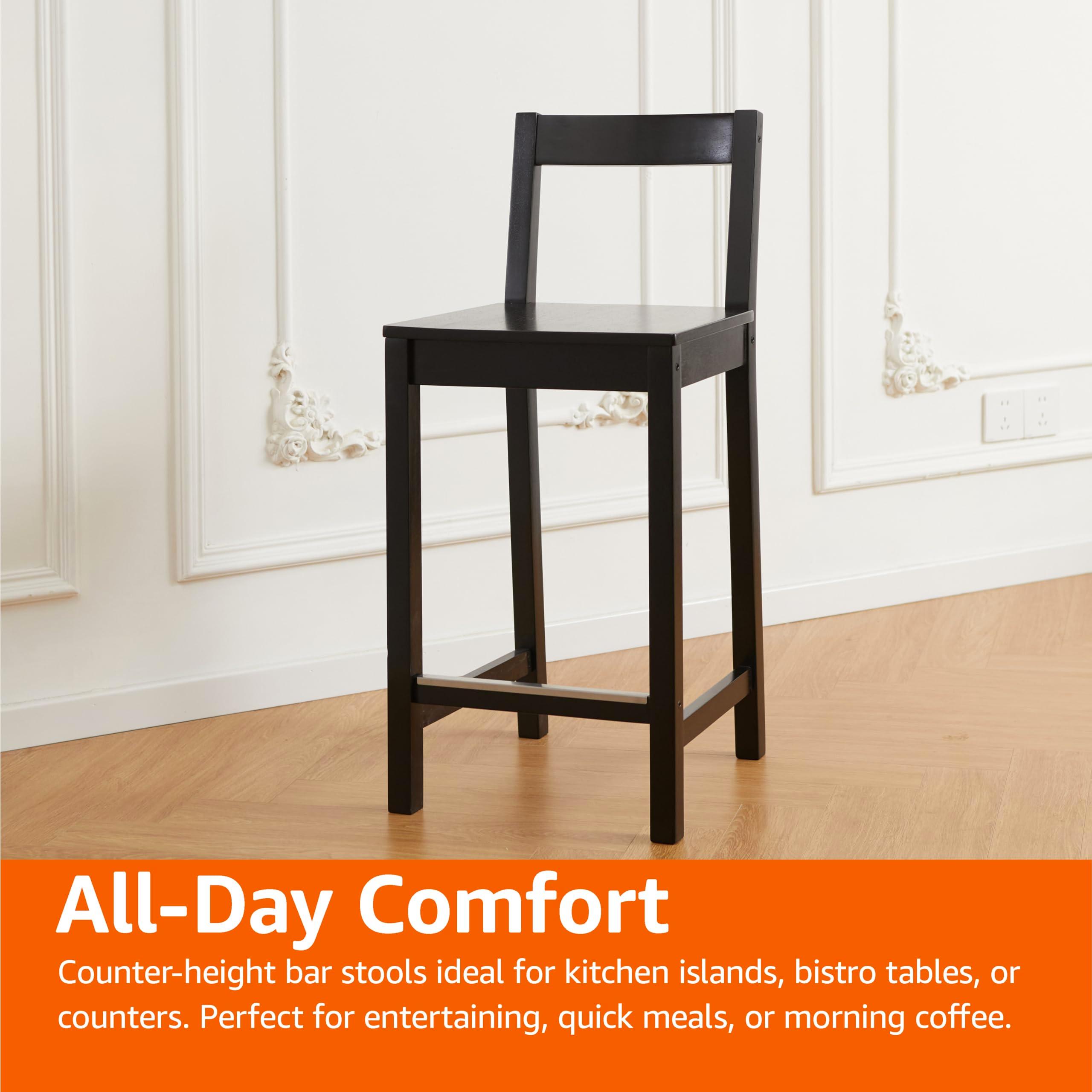 Amazon Basics Wooden Bar Stool with Backrest 24", Black, 1 Unit - Image 6