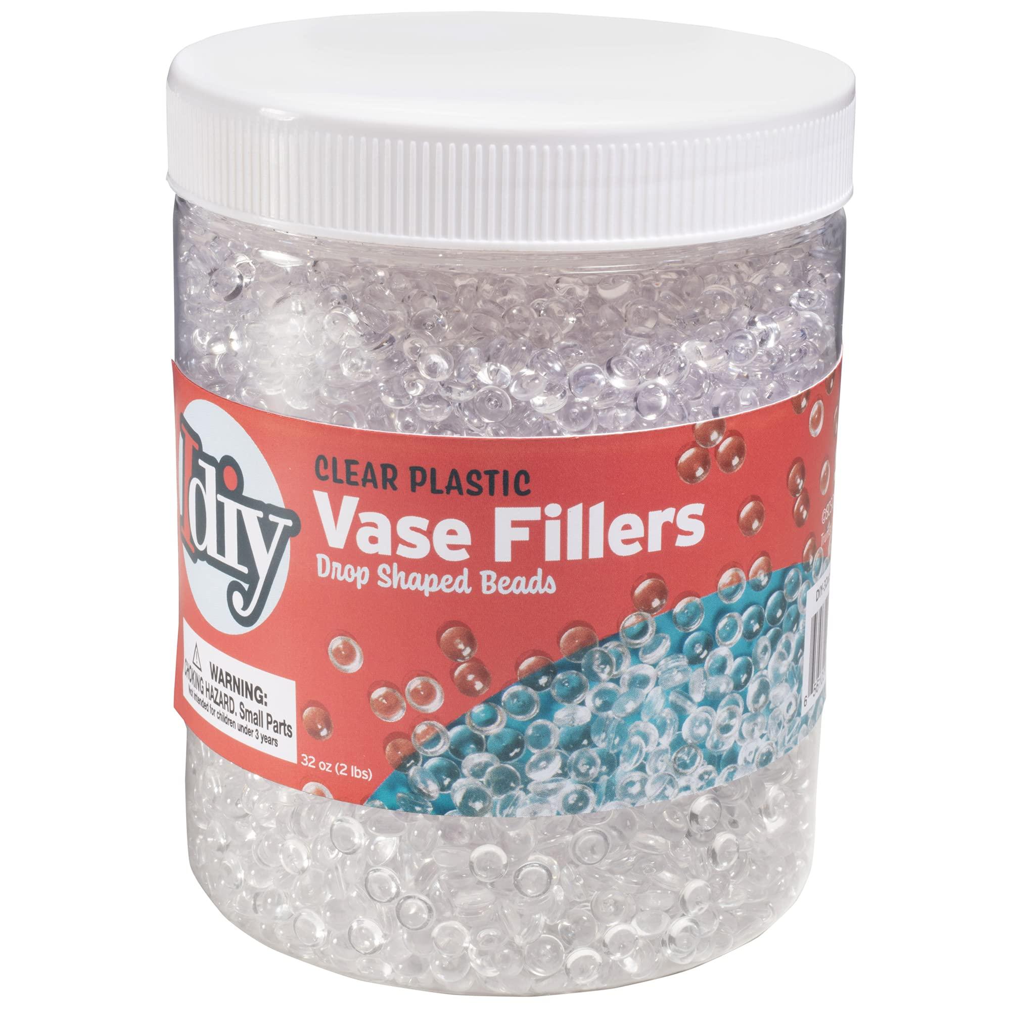 IDIY 32 oz Vase Fillers (2 Pound Clear Flat Plastic Bead Drops) -Quarter Inch 1/4" -Perfect Event Decorations, Table Scatters, Slime ad Ins, Baby Shower, DIY Craft Art Project
