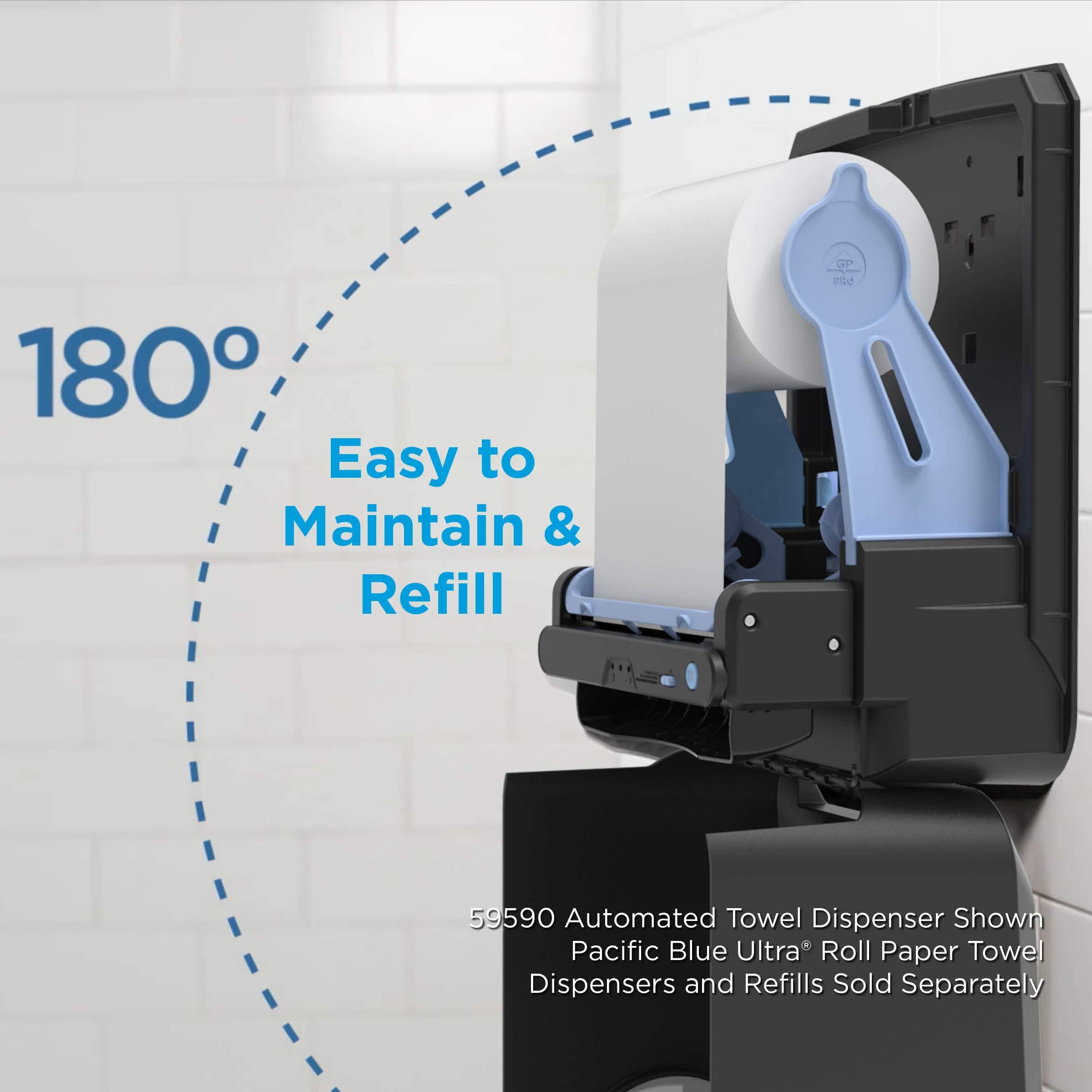 Pacific Blue Ultra 8" High-Capacity Automated Touchless Paper Towel Dispenser by GP PRO (Georgia-Pacific); Black; 59590; 12.9" W x 9" D x 16" H; 1 Dispenser - Image 7