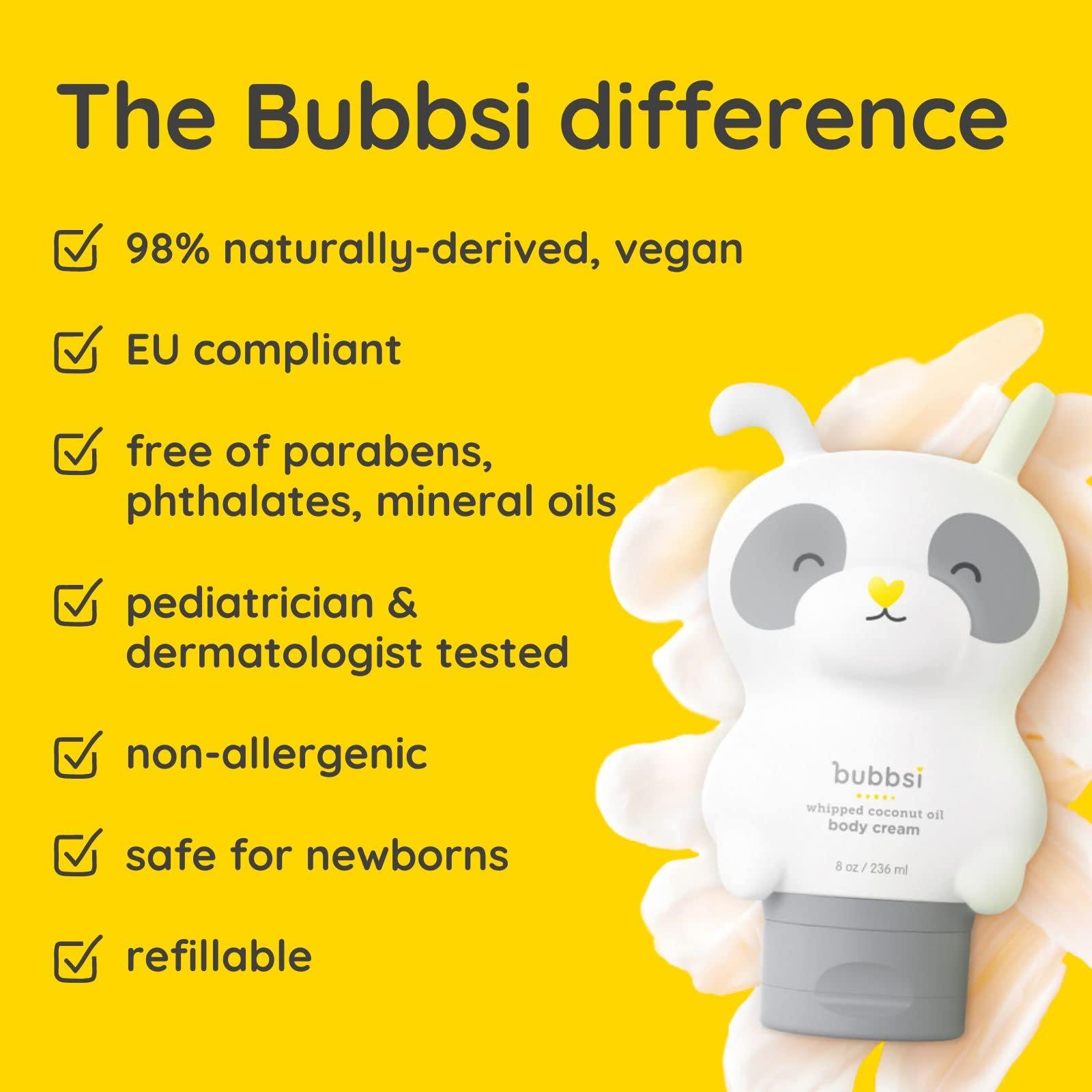 Bubbsi Whipped Coconut Oil Baby Lotion for Eczema, Dry Skin, Baby Acne, KP | Organic Coconut Oil, Shea Butter, Vitamin E | Light, Natural Scent | EU Compliant, Vegan (Refillable, 8oz) - Image 4
