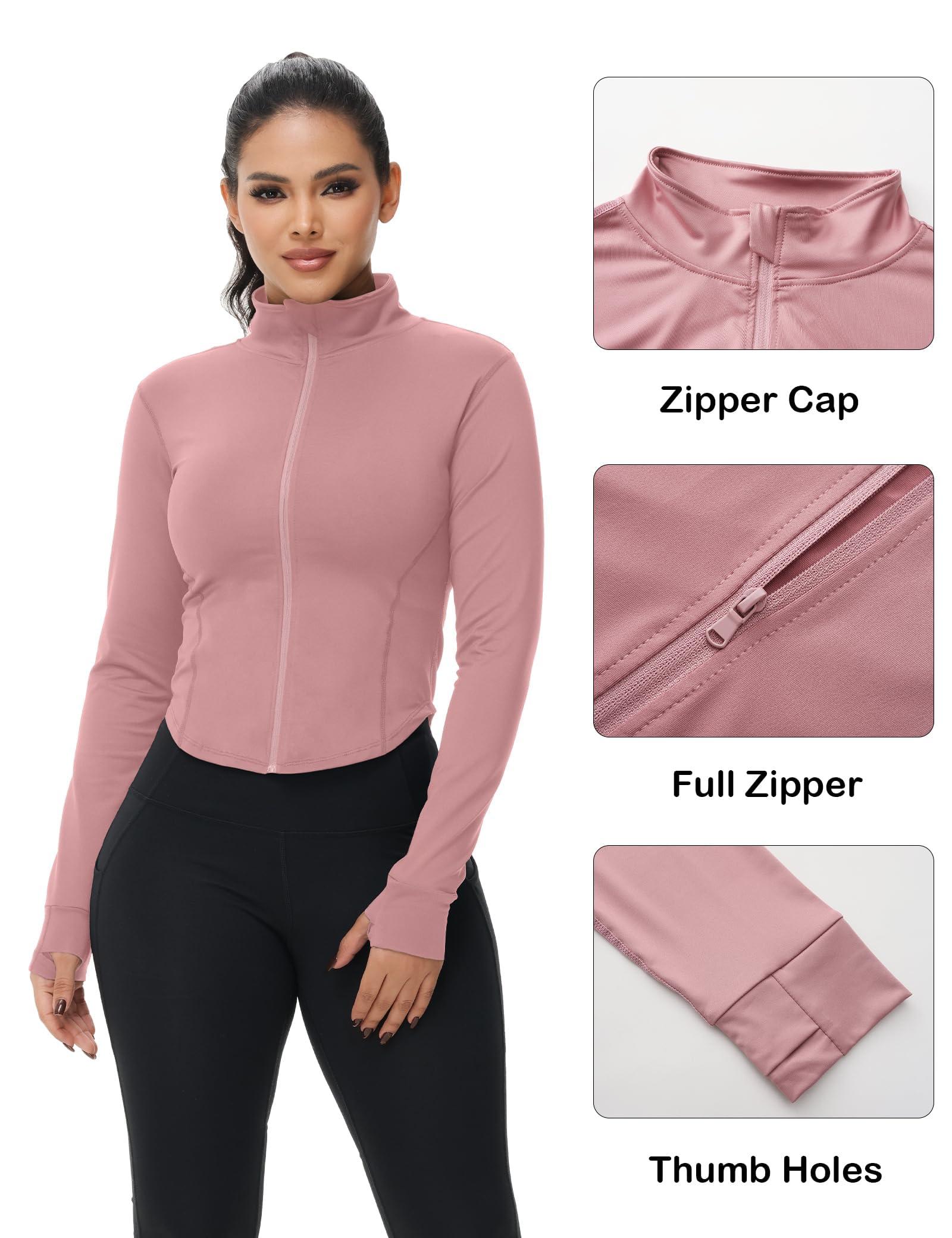 Dalavch 3 Pack Womens Cropped Full Zip up Workout Jacket Slim Fit Running Athletic Gym Yoga Sports Jacket with Thumb Holes - Image 4