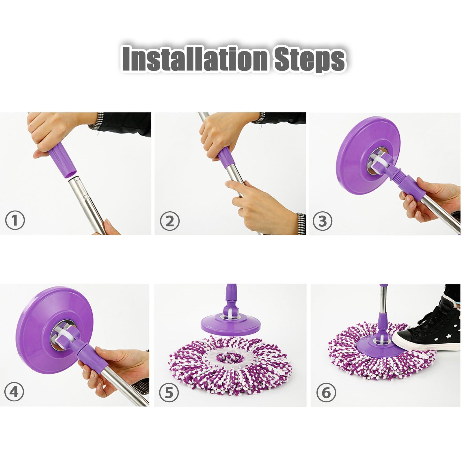 Midremer Spin Mop Replacement Mop Handle, 49-inch 360 Degrees Rotating Telescopic Replacement Mop Stick with Reinforced Plastic Disc for Spin Mop Bucket Cleaning System (Plastic Disc, Green) - Image 7