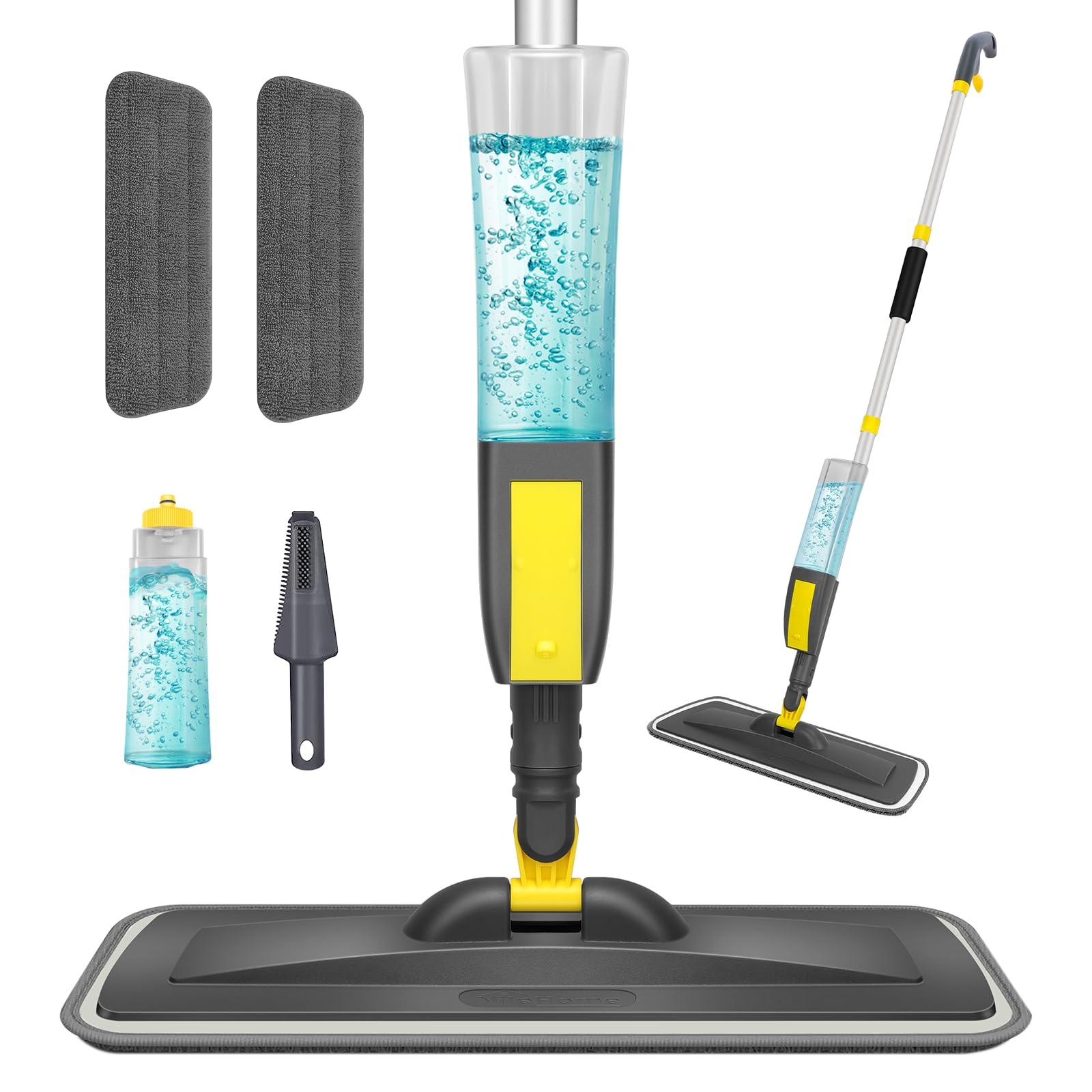 NileHome Mops for Floor Cleaning, Spray Mop with 400ml Refillable Bottle and 2 Replacement Pads Dry Wet for Household or Commercial Use Dust Mop for Hardwood Laminate Tile Ceramic