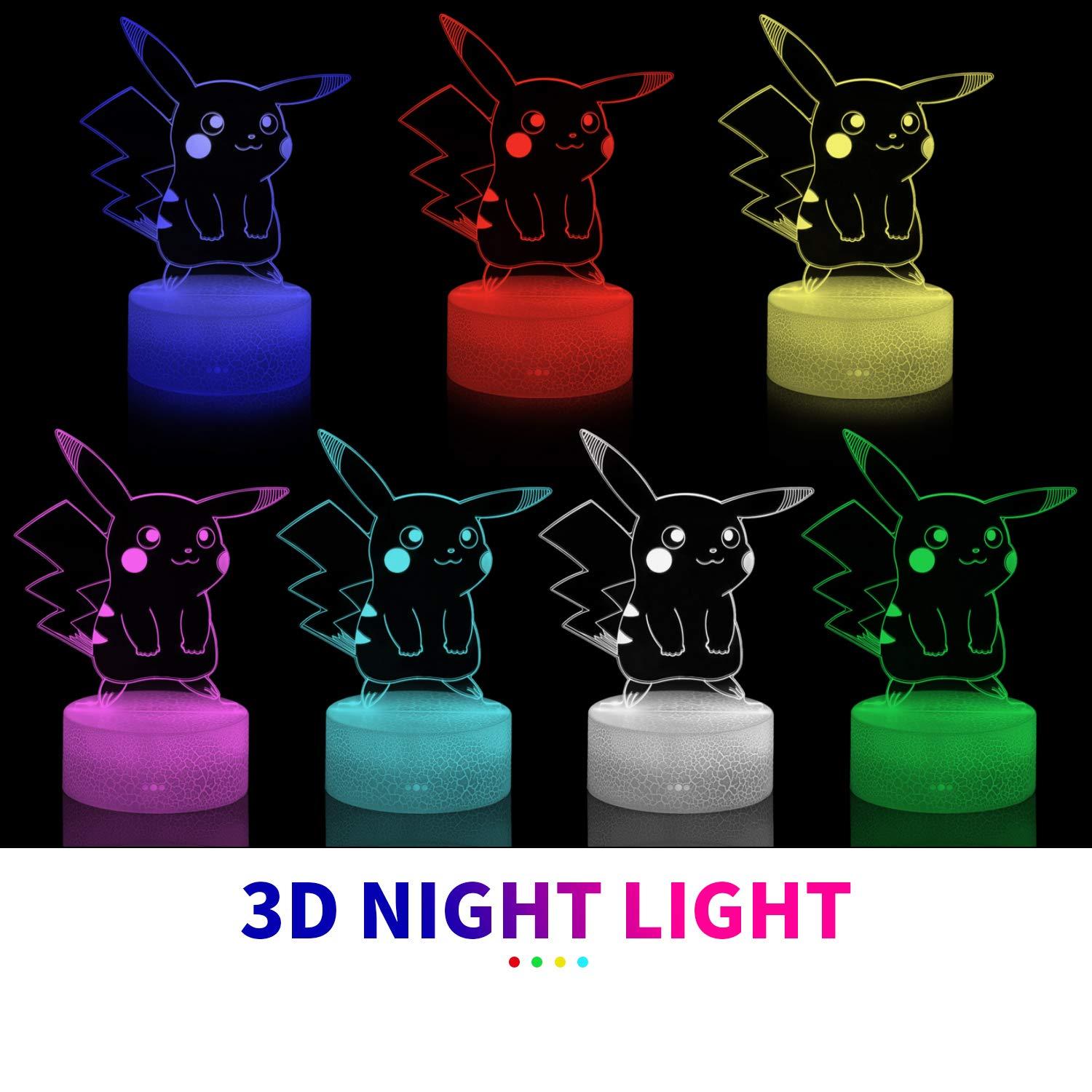 yiwoo 3D Illusion Night Light,7 Colors Gradual Changing Touch Switch USB Table Lamp for Holiday Gifts or Home Decorations, Acrylic - Image 4
